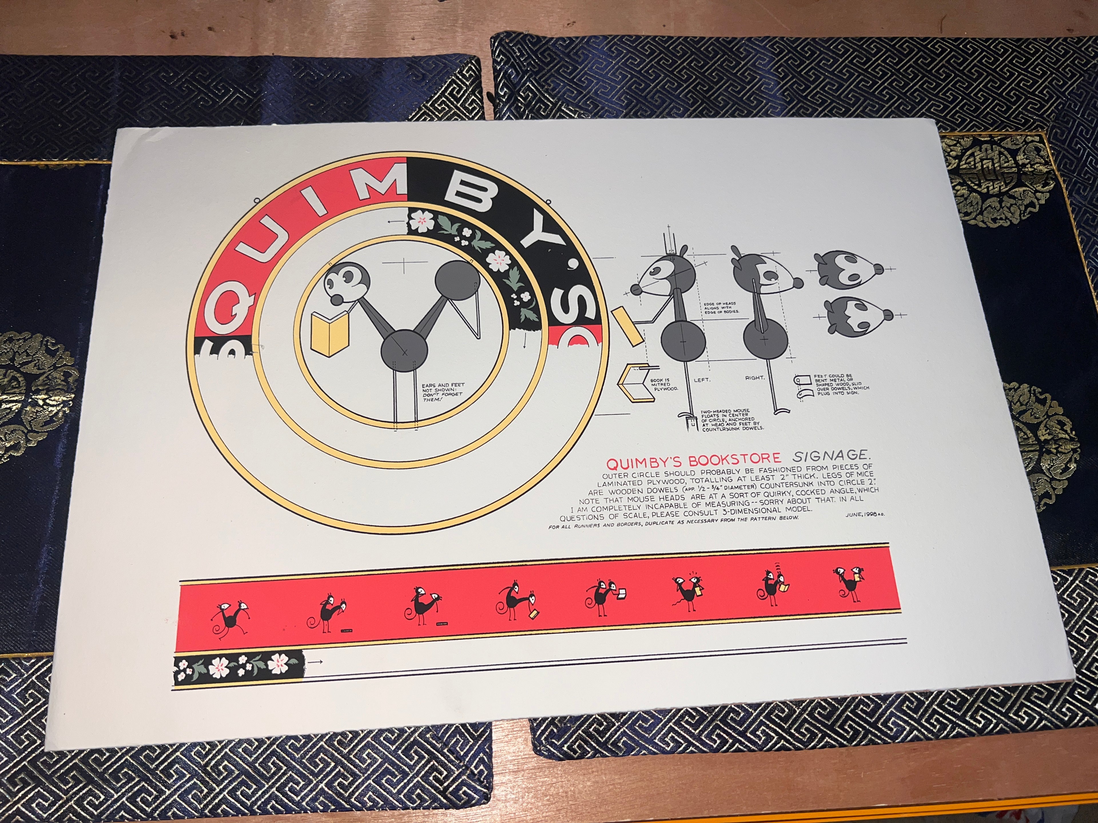 Quimby's Bookstore Chris Ware Signage Print RARE LIMITED 19x13!