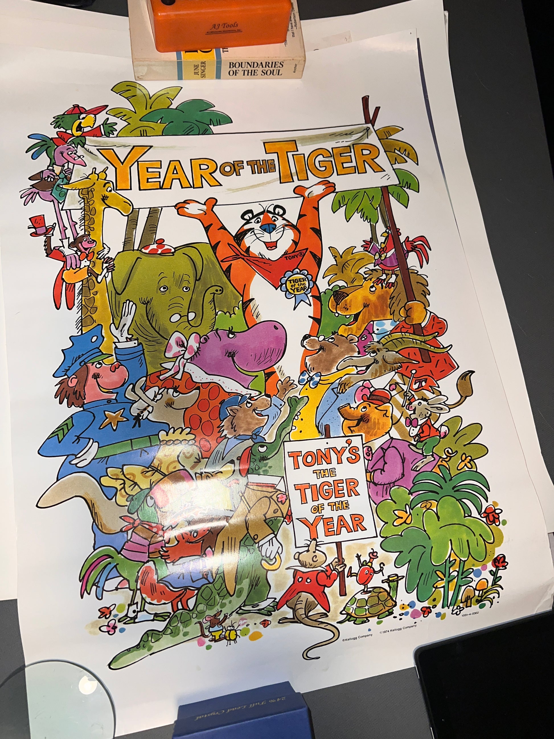 Original 1974 Tony The Tiger Cereal Poster Year of The Tiger 25x17.5 inches