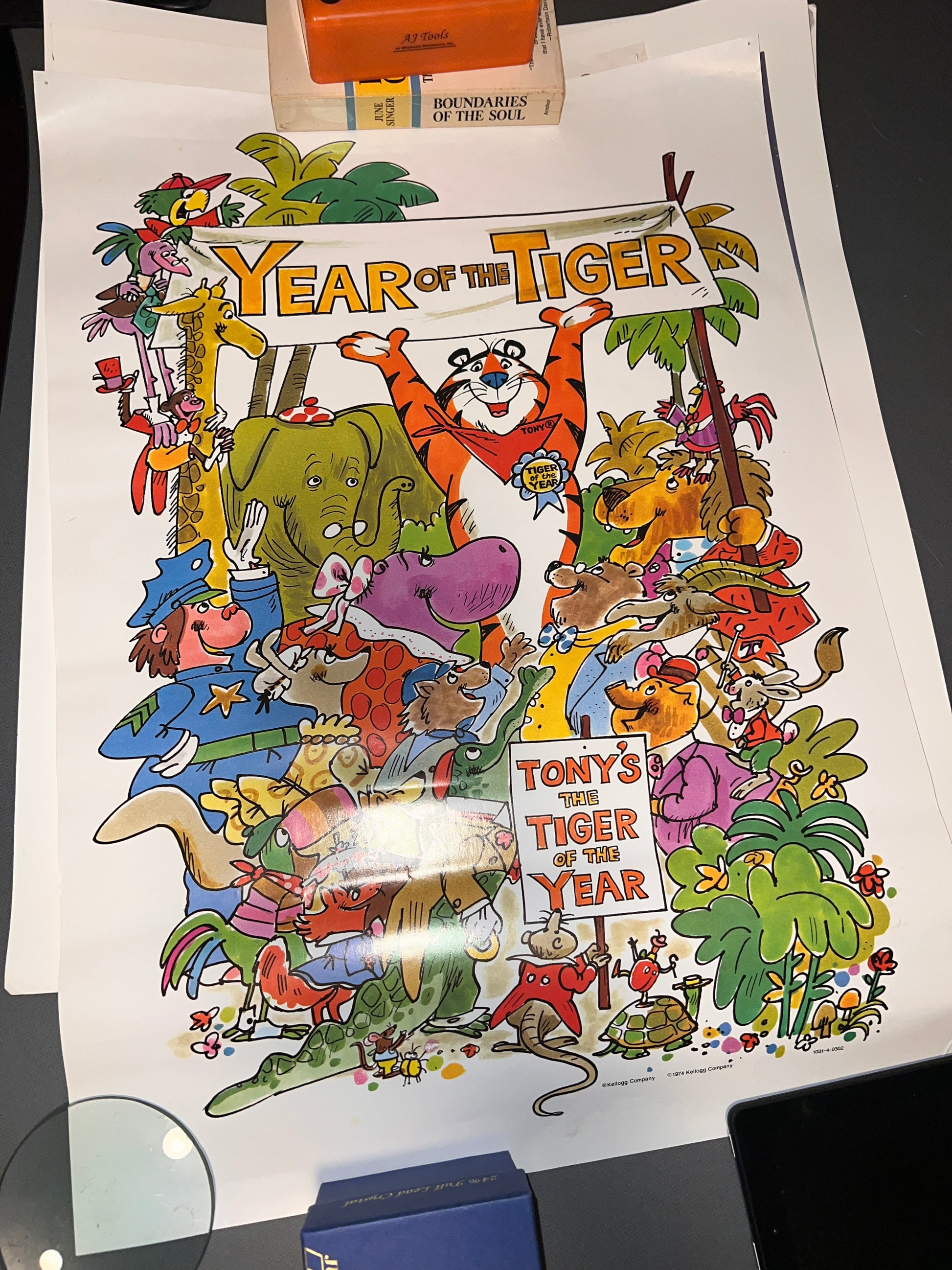 Original 1974 Tony The Tiger Cereal Poster Year of The Tiger 25x17.5 inches