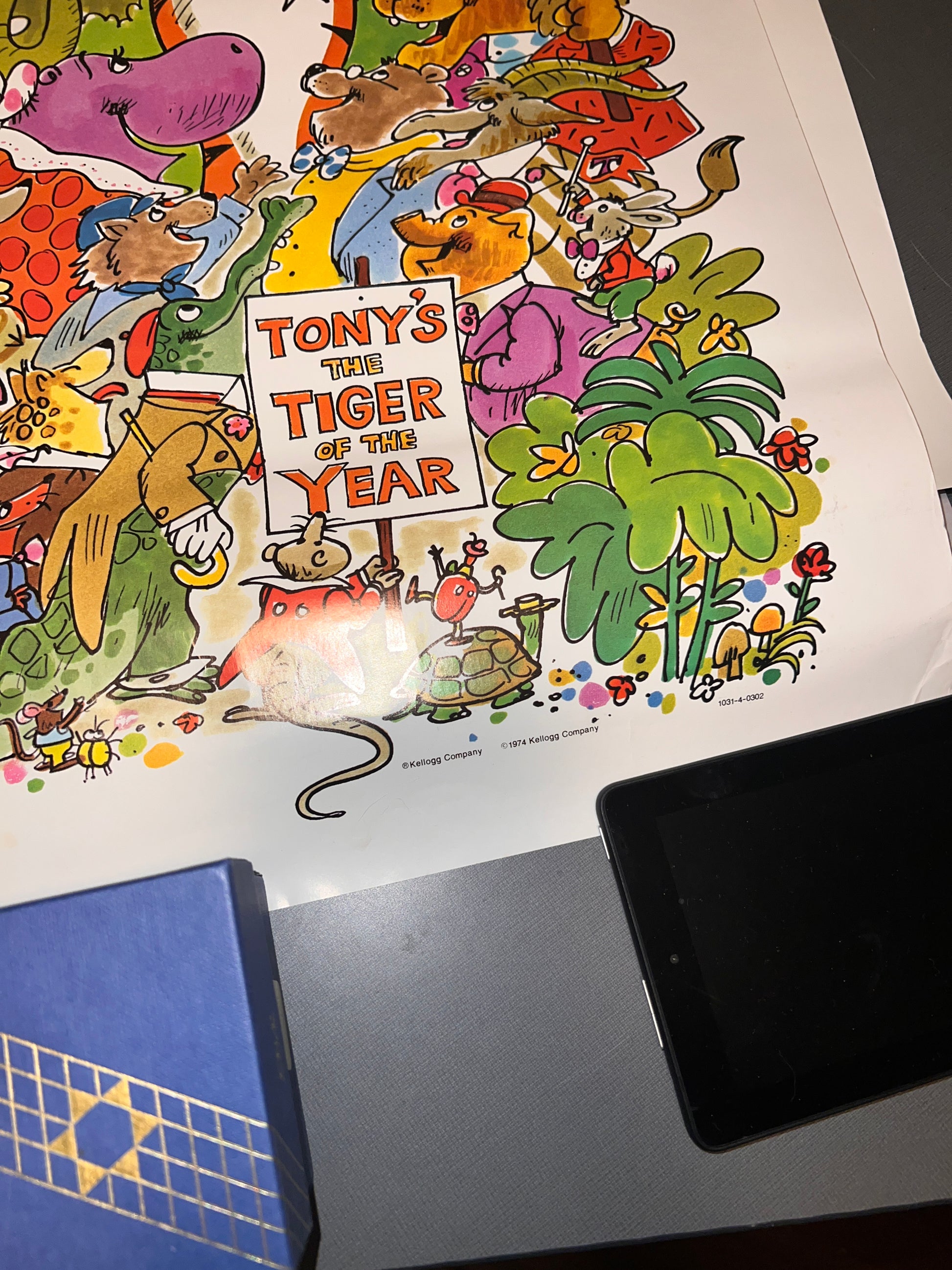 Original 1974 Tony The Tiger Cereal Poster Year of The Tiger 25x17.5 inches