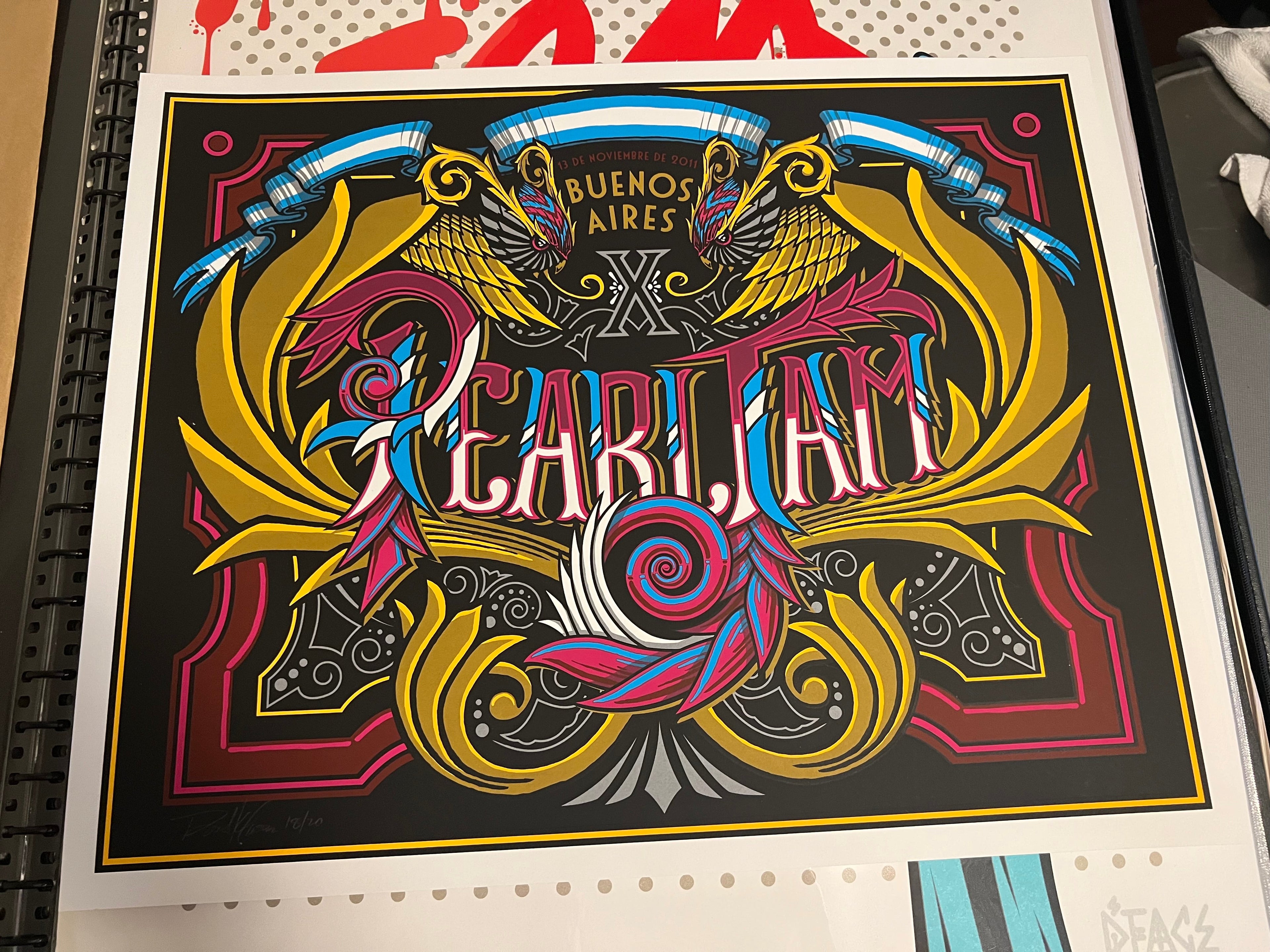 Pearl Jam Nov 13th 2011 Buenos Aires Brad Klausen 18/20 ULTRA RARE SIGNED