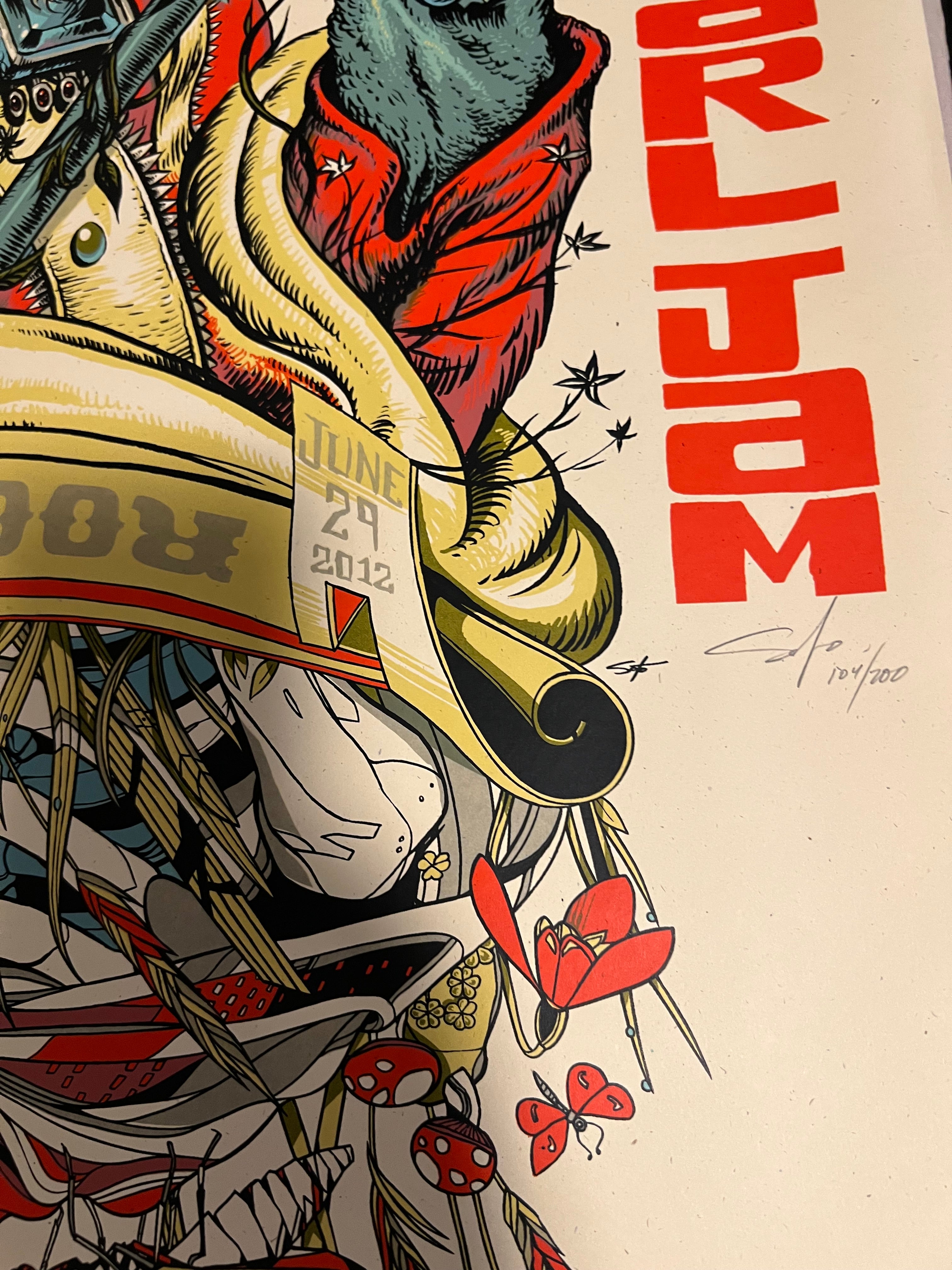 Pearl Jam 2012 Belgium Jeff Soto Poster SIGNED SN! 25x36! #104/200!