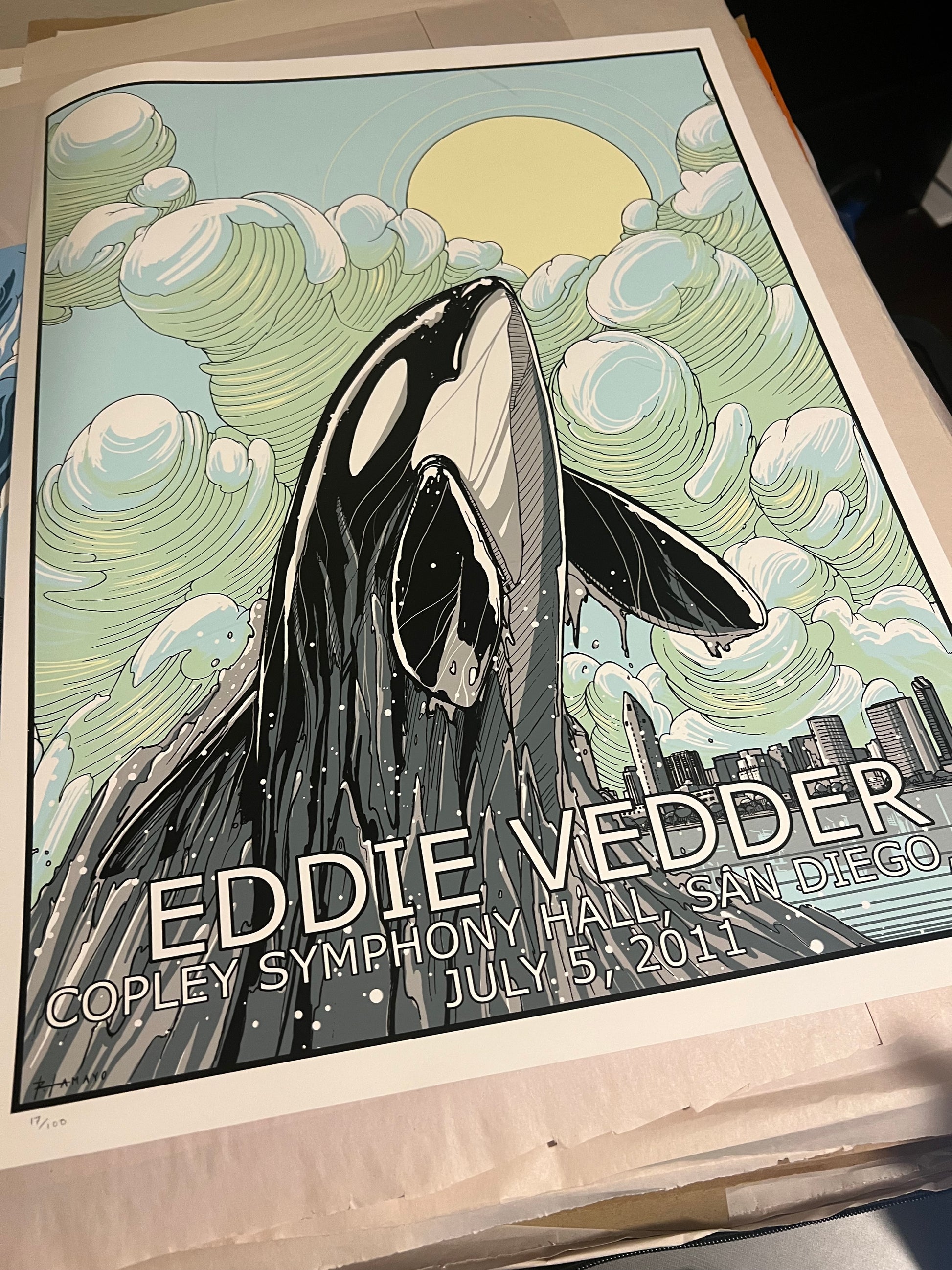 Eddie Vedder San Diego 2011 Roland Tamayo Poster by Amayo Signed SN! 18x24!