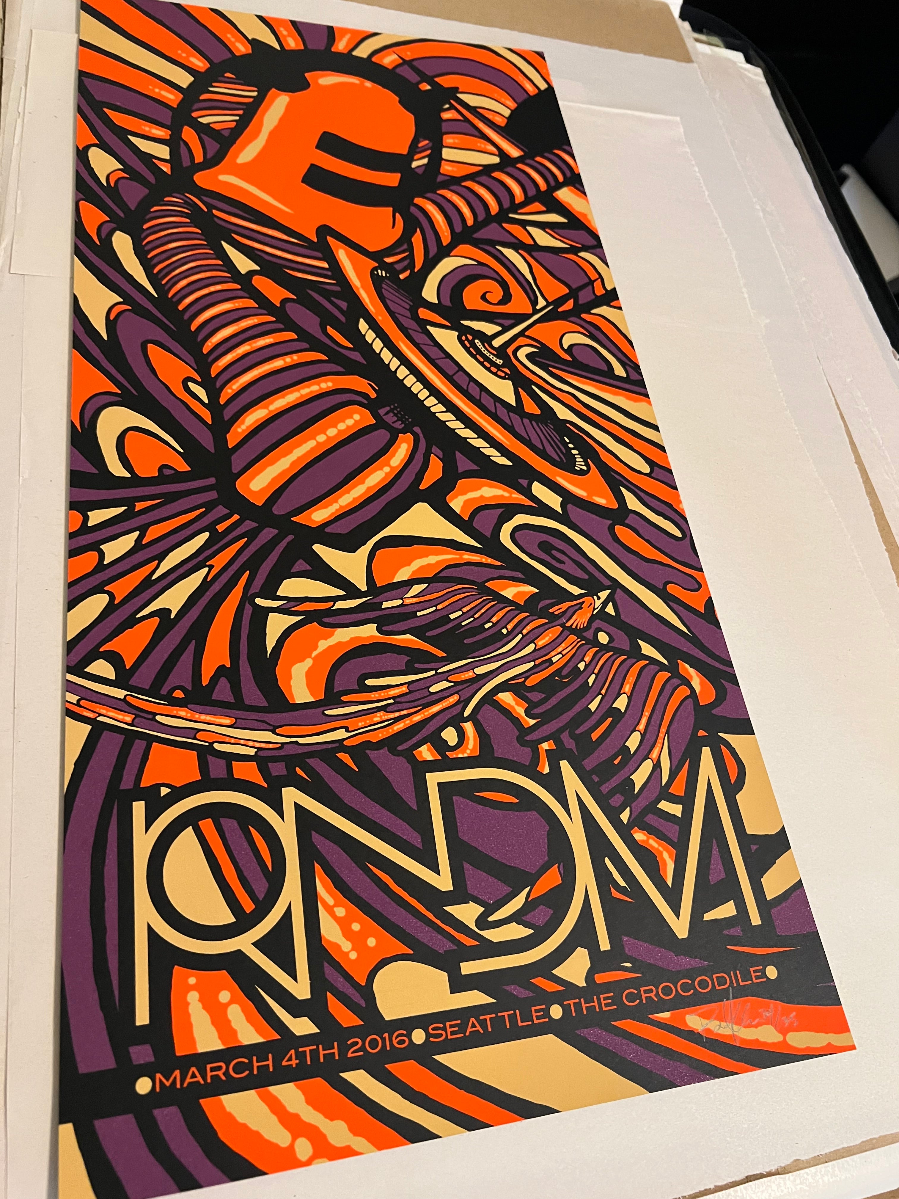 RNDM (Pearl Jam) March 4th Seattle the crocodile 2016 Signed SN Klausen!