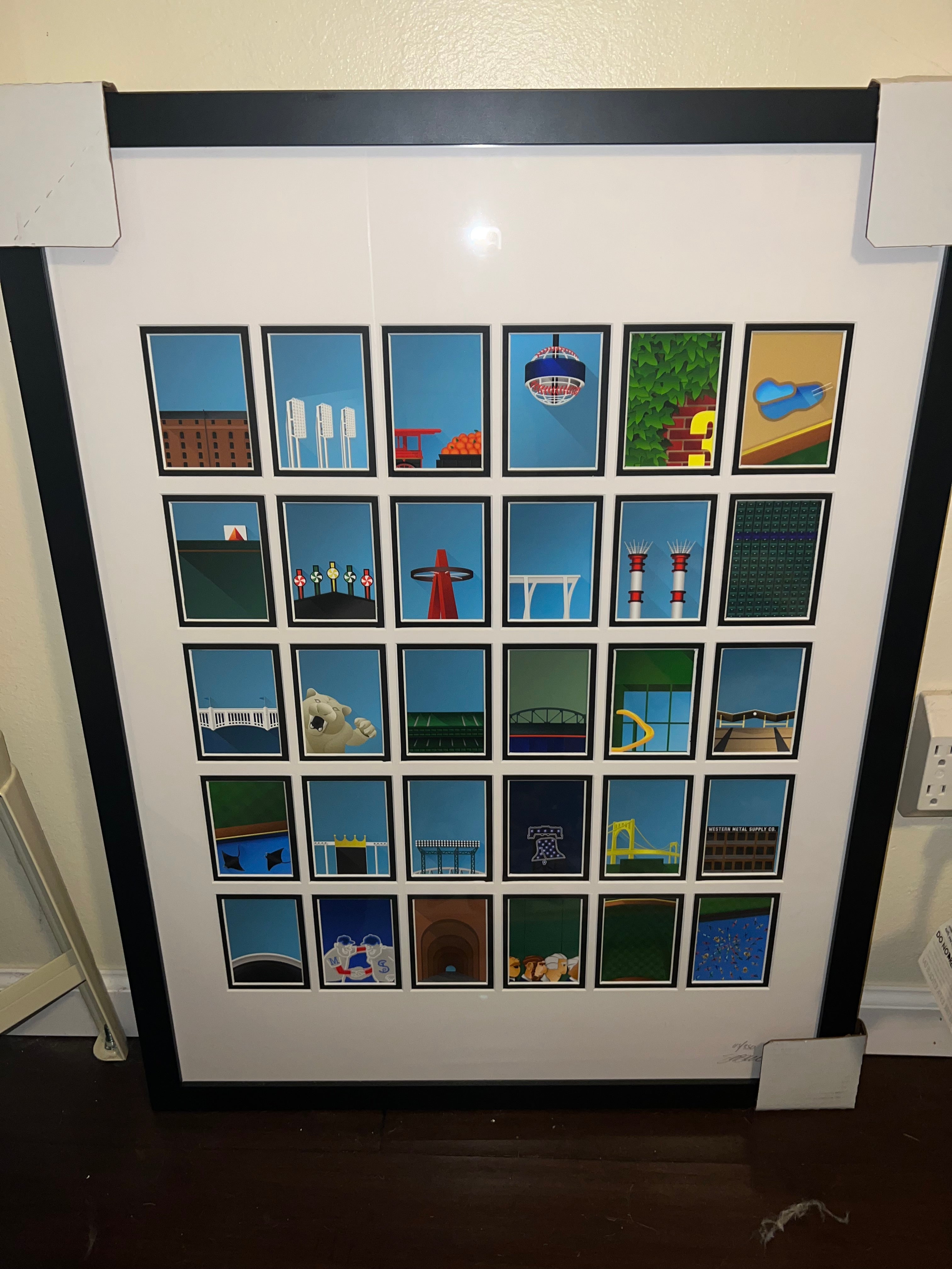 S Preston MLB Minimalist Stadiums SIGNED Numbered Framed Art!  RARE