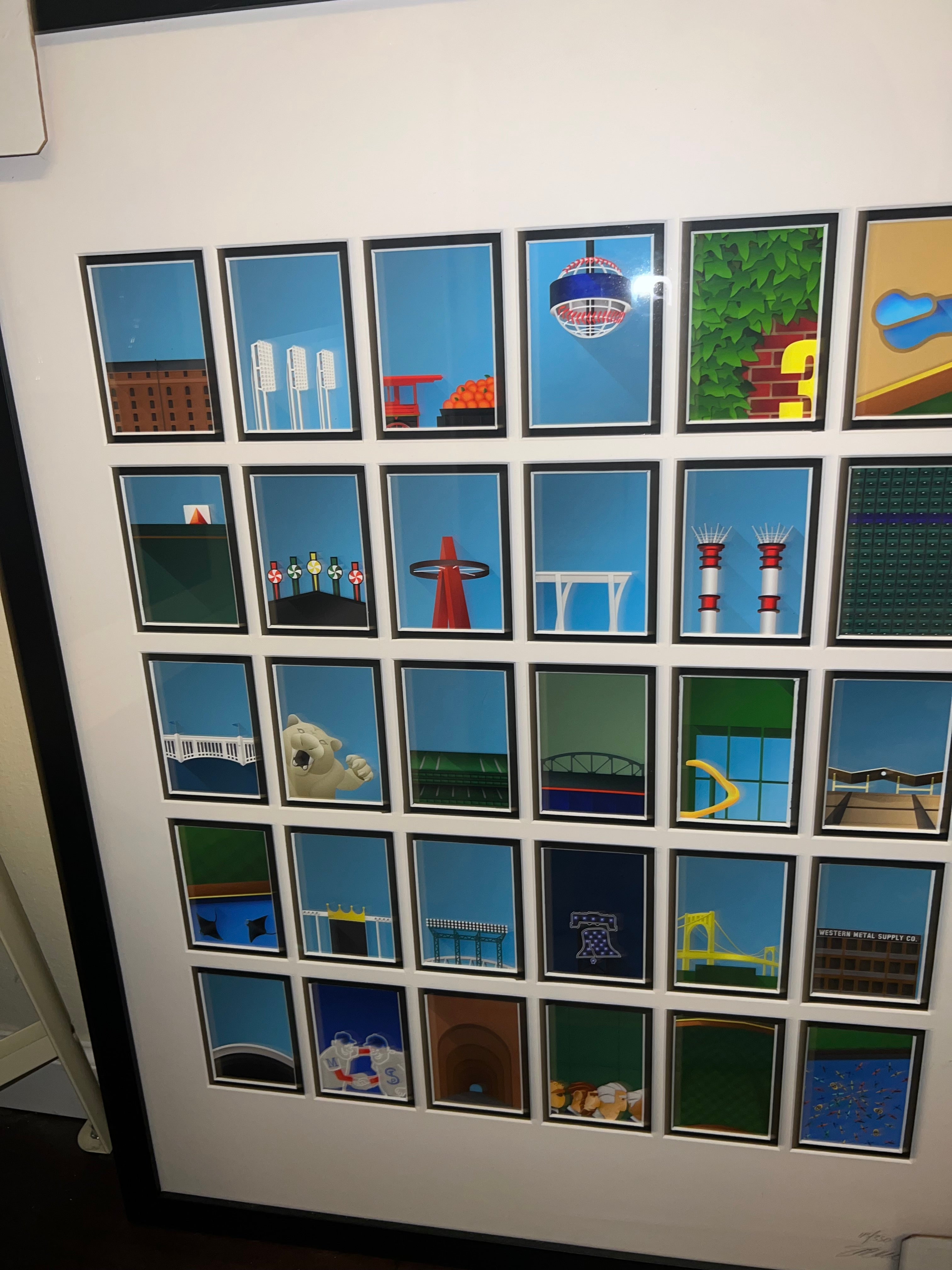 S Preston MLB Minimalist Stadiums SIGNED Numbered Framed Art!  RARE