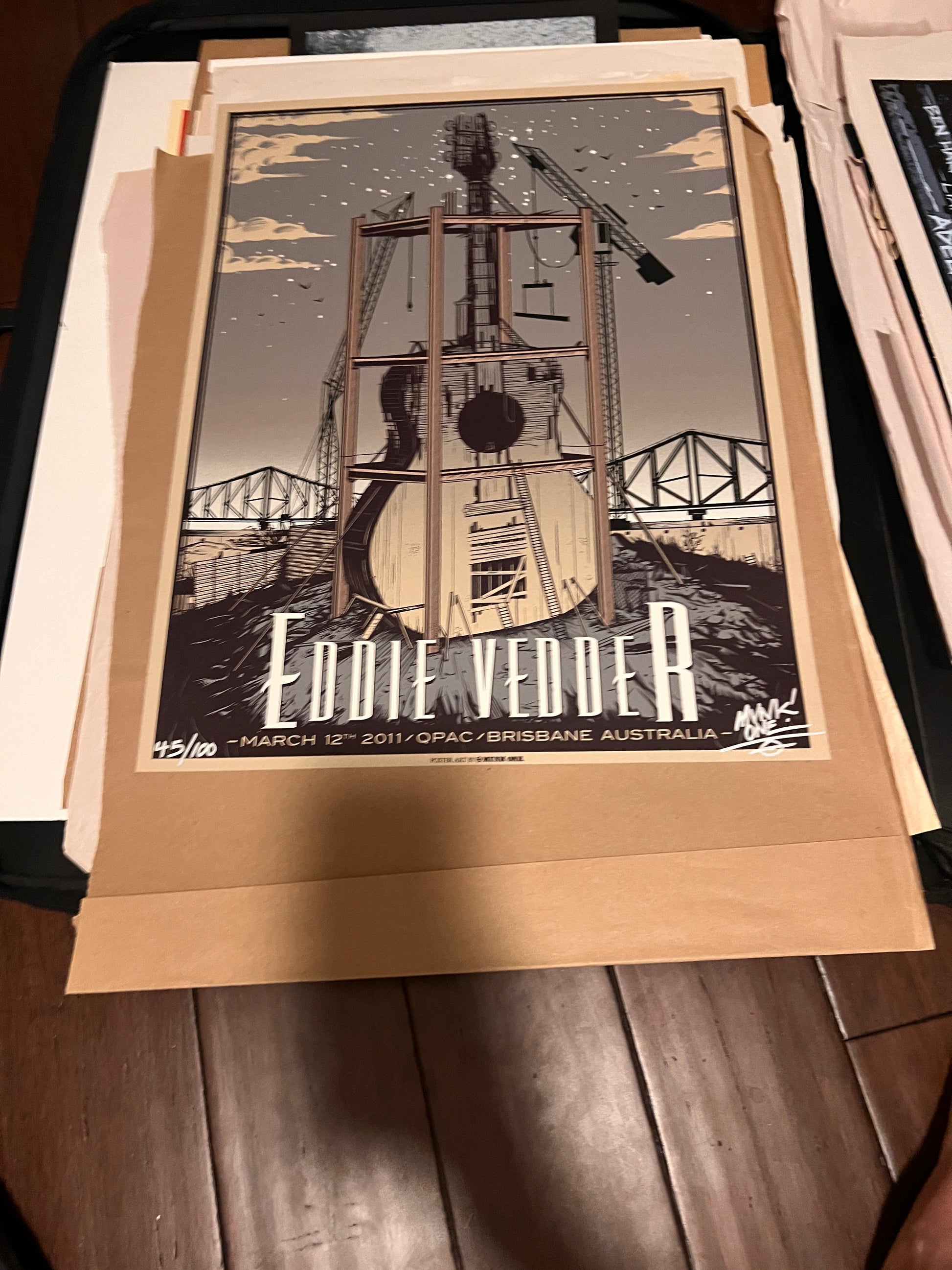 Eddie Vedder, Brisbane March 12th Poster by Munk One pOSTER signed sn! 18X24!