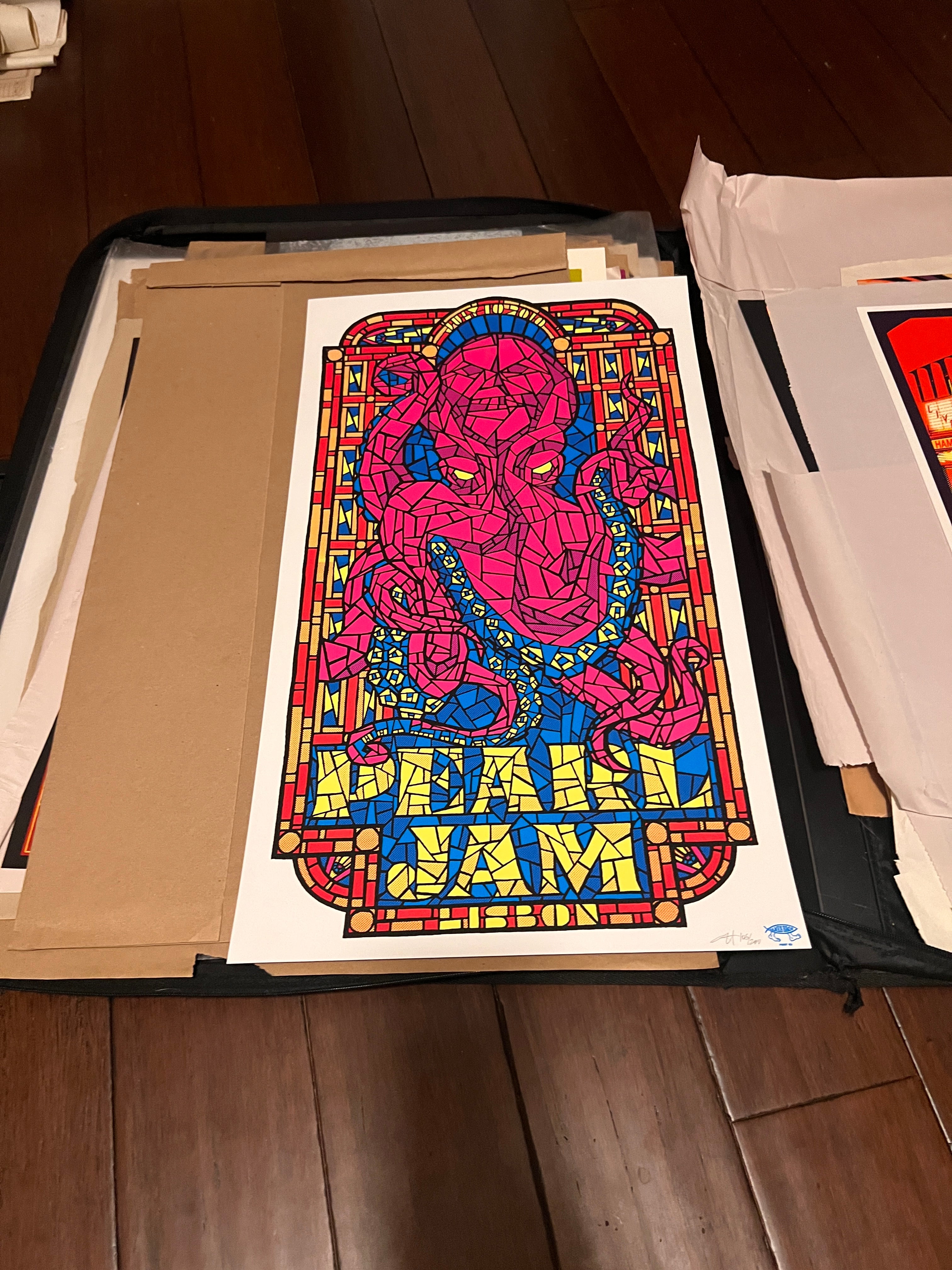 Pearl Jam Lisbon  July 10th 2010 Portugal AMES BROS Poster SIGNED SN!