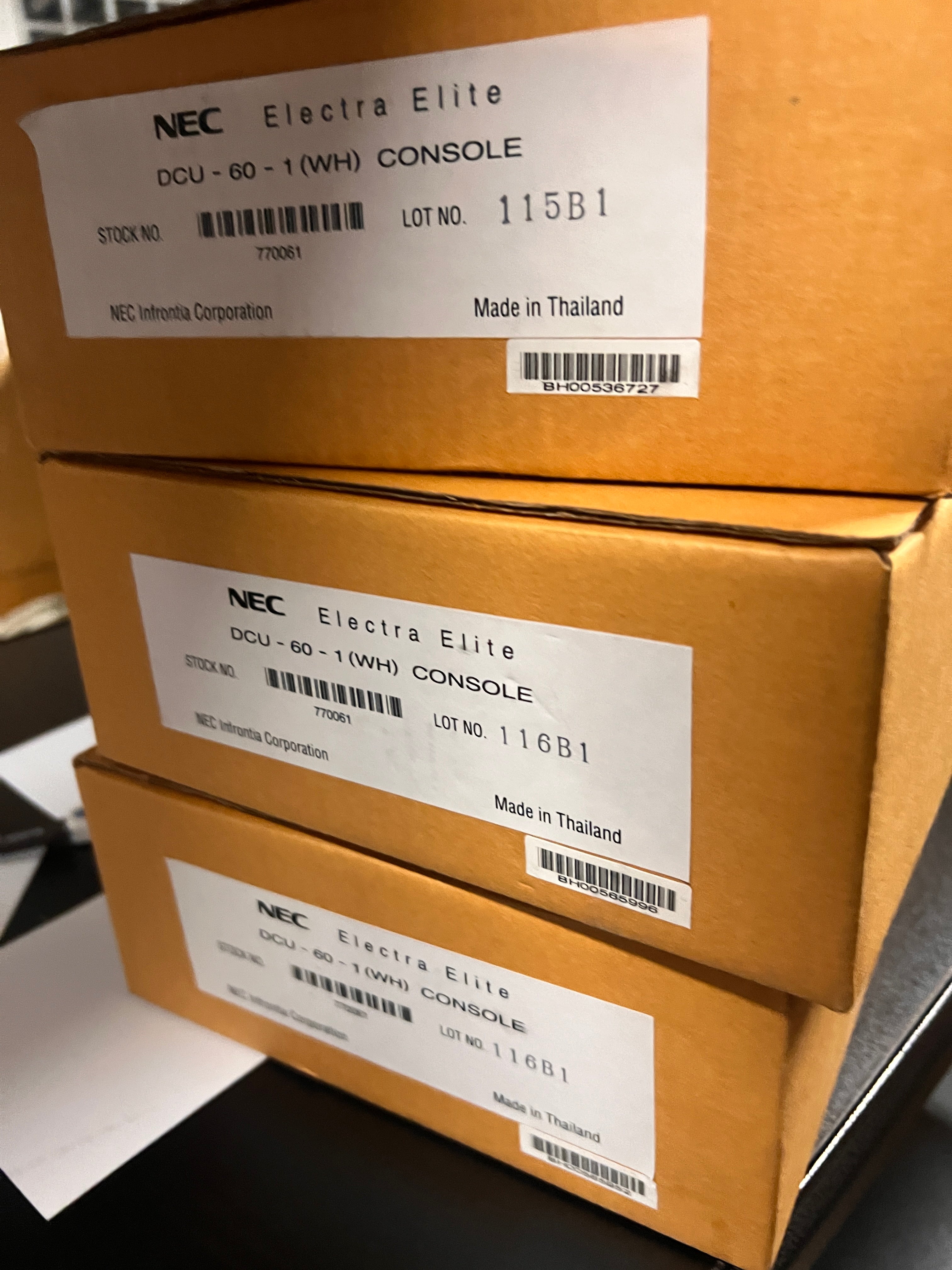 NEC Electra Elite DCU 60-1 WH and DCL-60-BL Console 770061 Lot of 4 NIB!