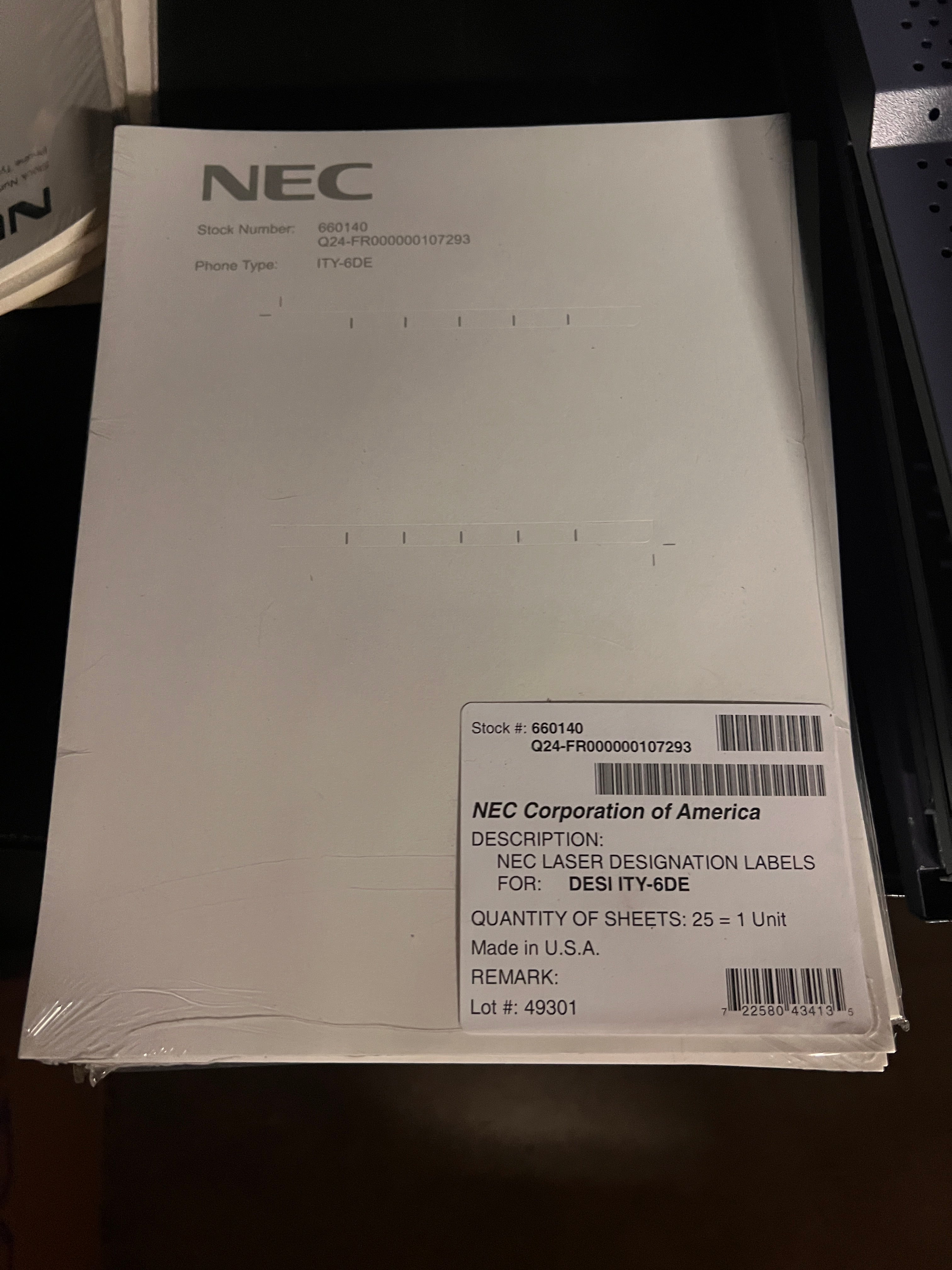 NEC laser designation labels desi ITY-6de Bundle LOT of 14