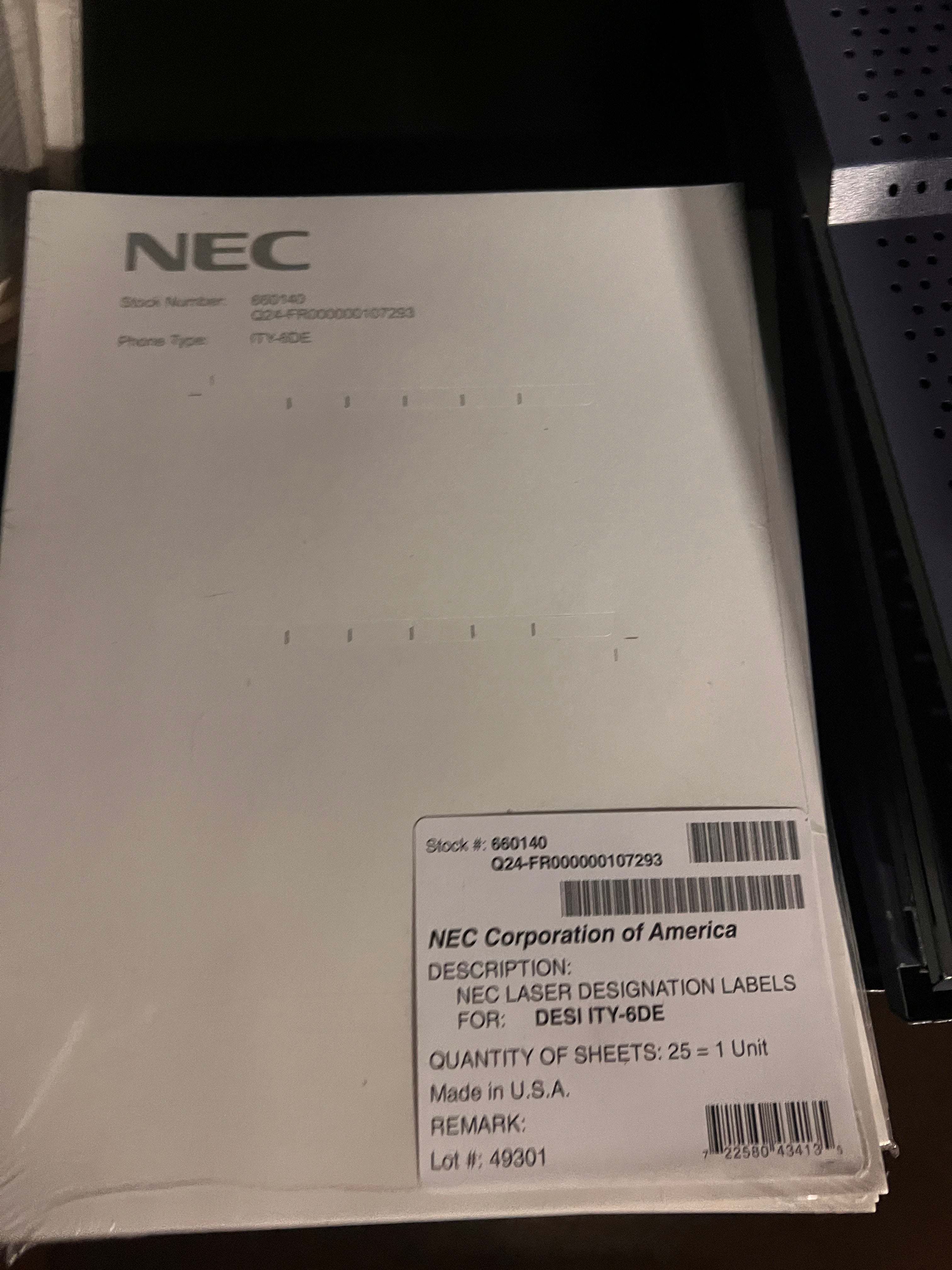 NEC laser designation labels desi ITY-6de Bundle LOT of 14