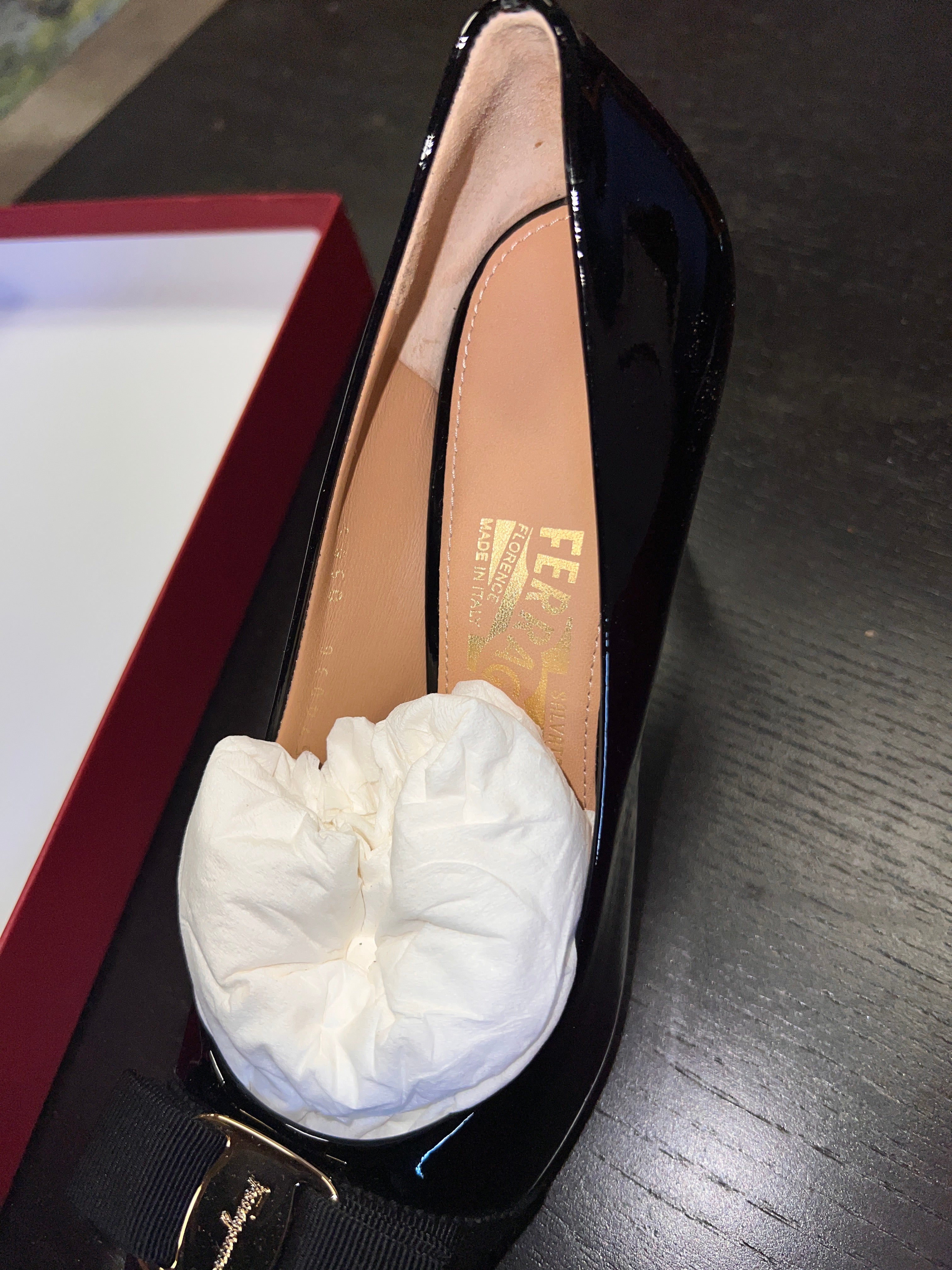 Size 6 1/2 B Salvatore Ferragamo Pimpa 9cm Black Heels