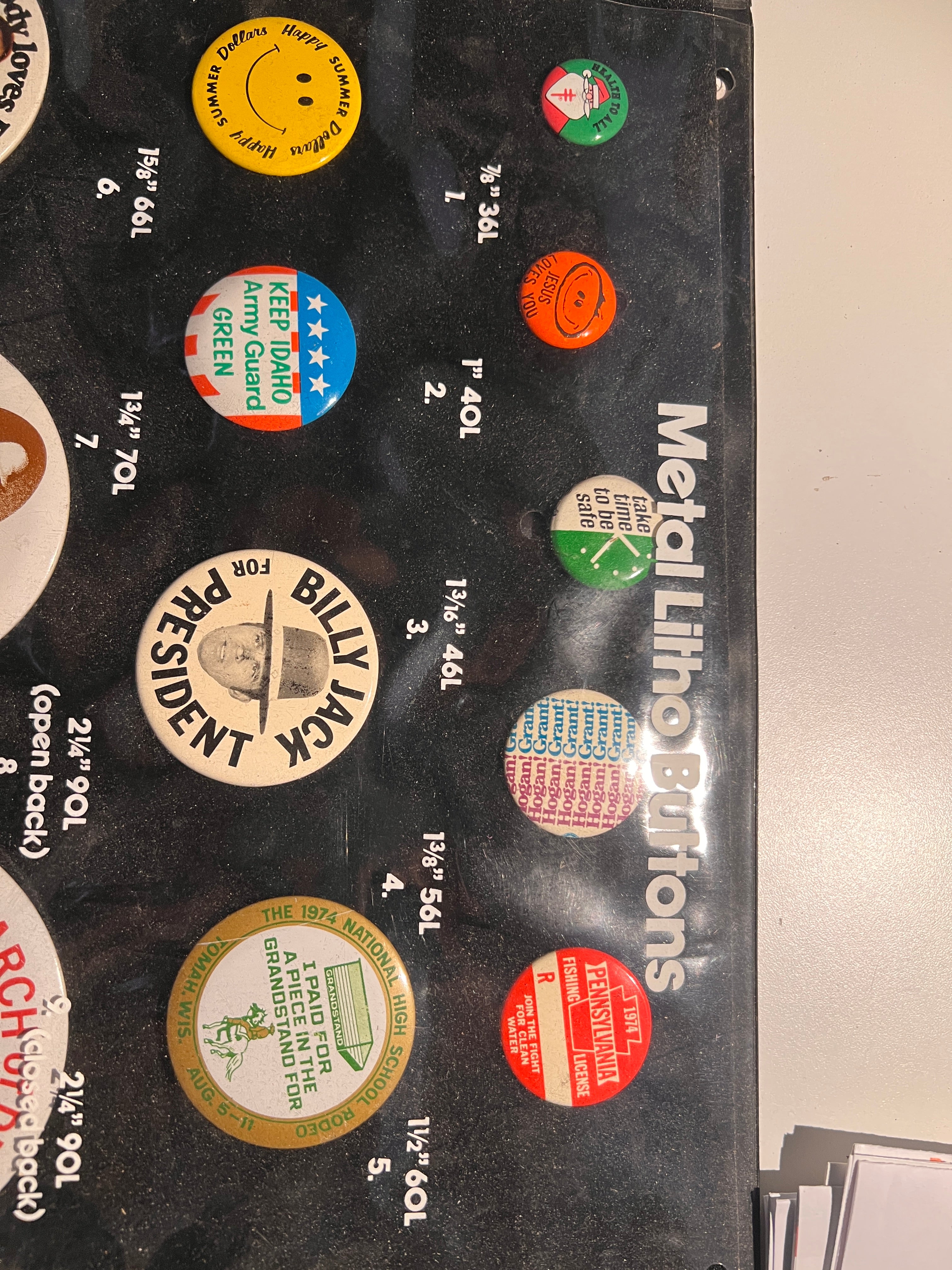 Vintage Metal Litho Pinback Button Lot (12) – 1970s–1980s Promo Political March of Dimes Billy Jack