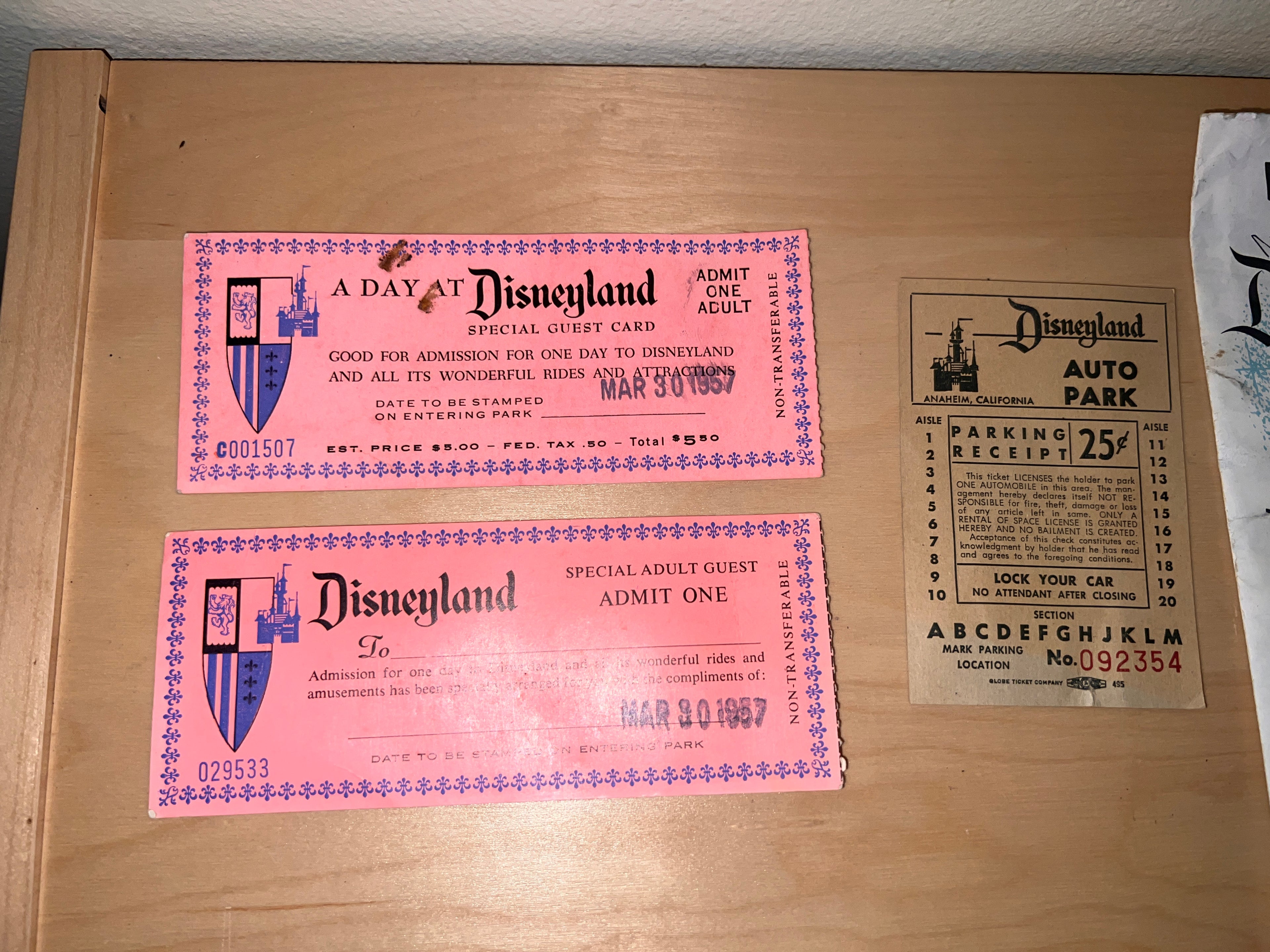 Disneyland 1950s Ticket and Brochure Bundle