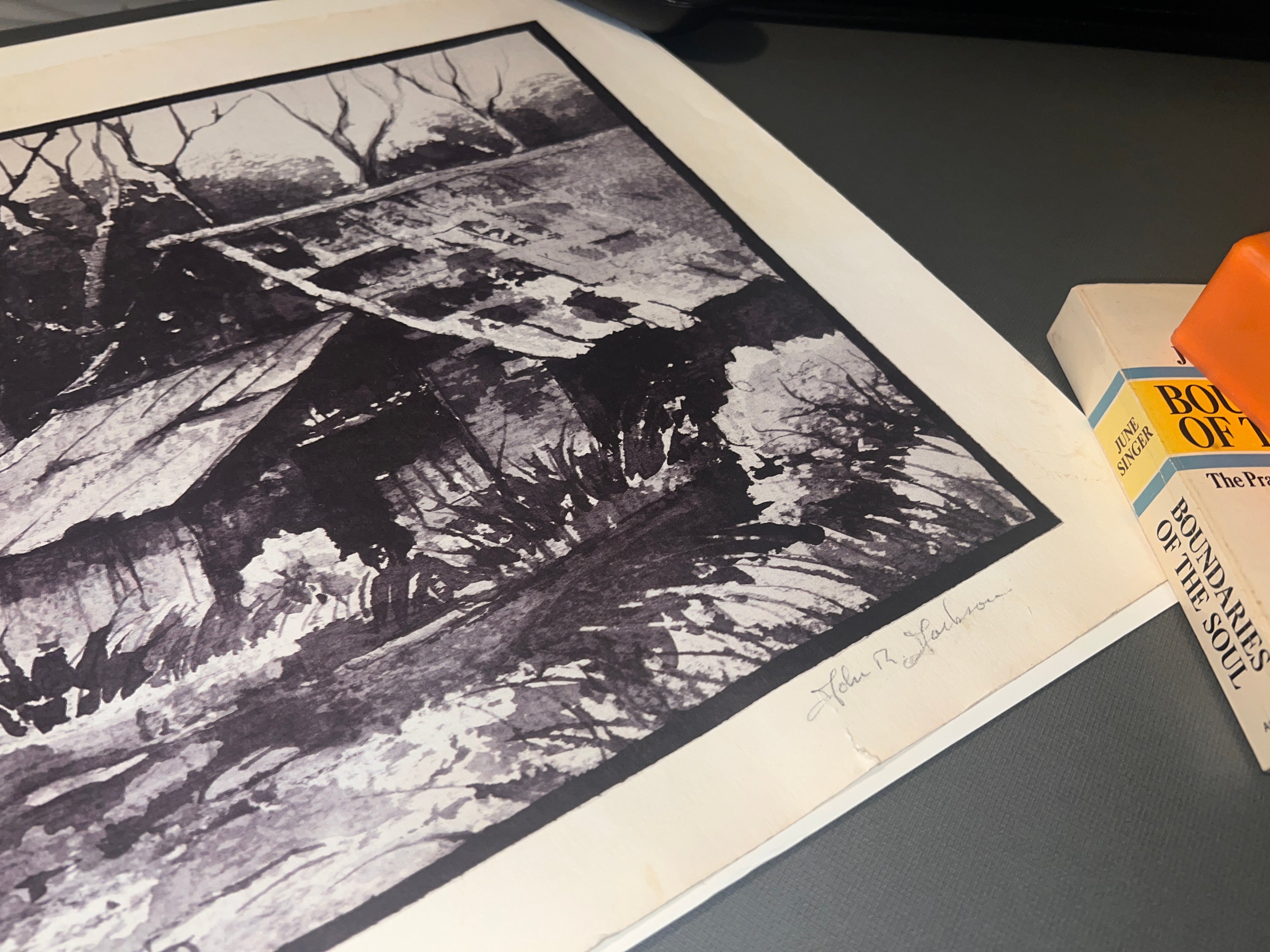 John R Jackson Art signed Rustic Cabin 23x17.5!