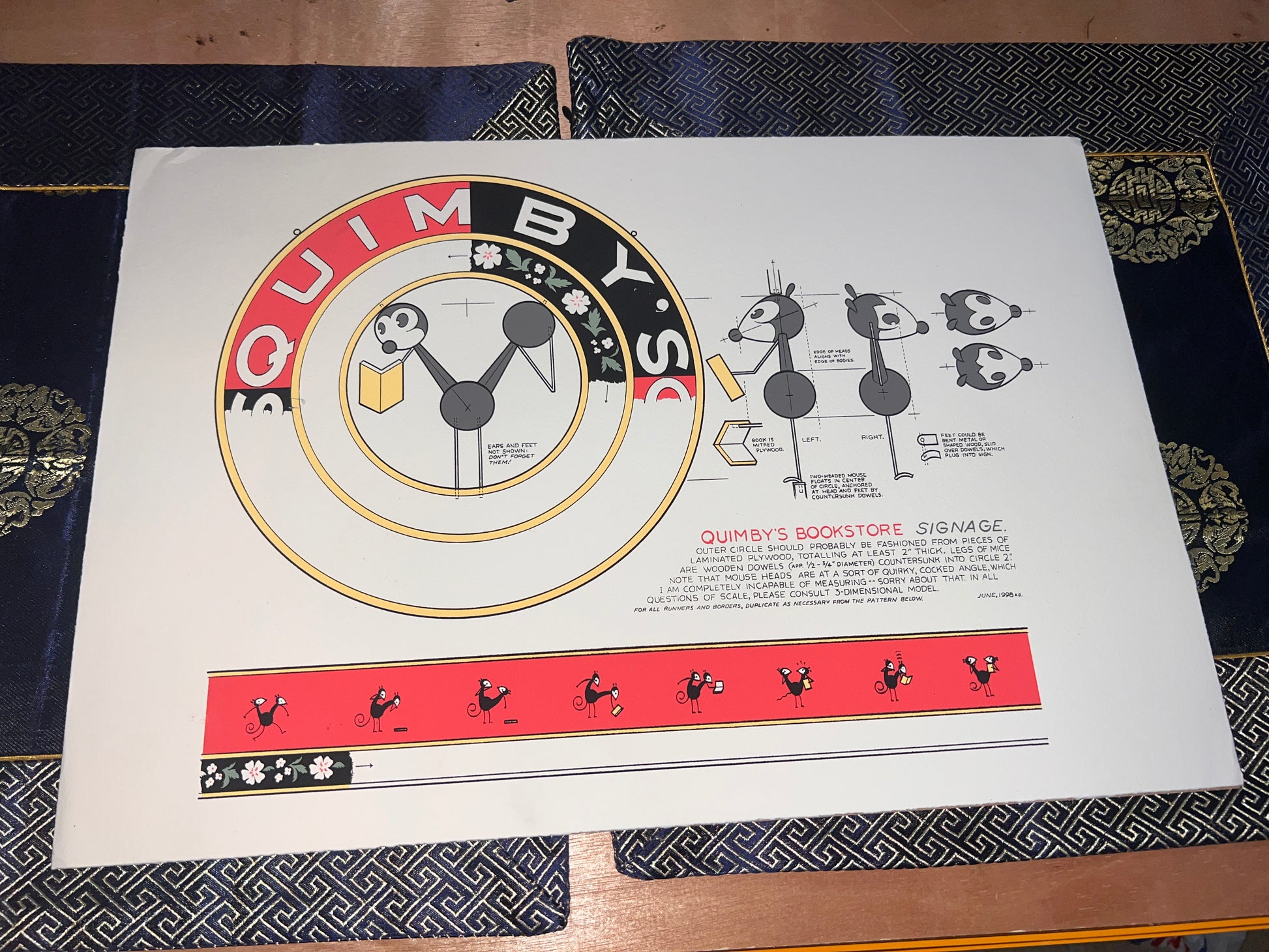 Quimby's Bookstore Chris Ware Signage Print RARE LIMITED 19x13!
