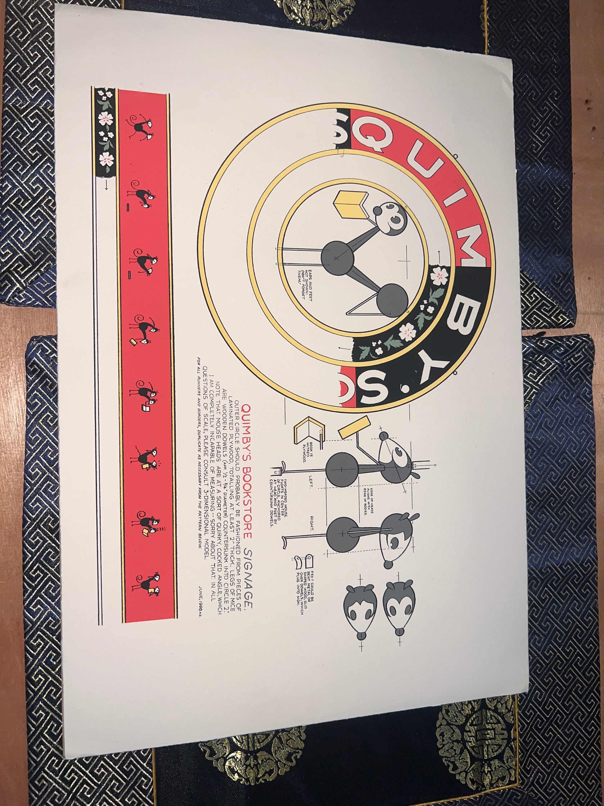 Quimby's Bookstore Chris Ware Signage Print RARE LIMITED 19x13!