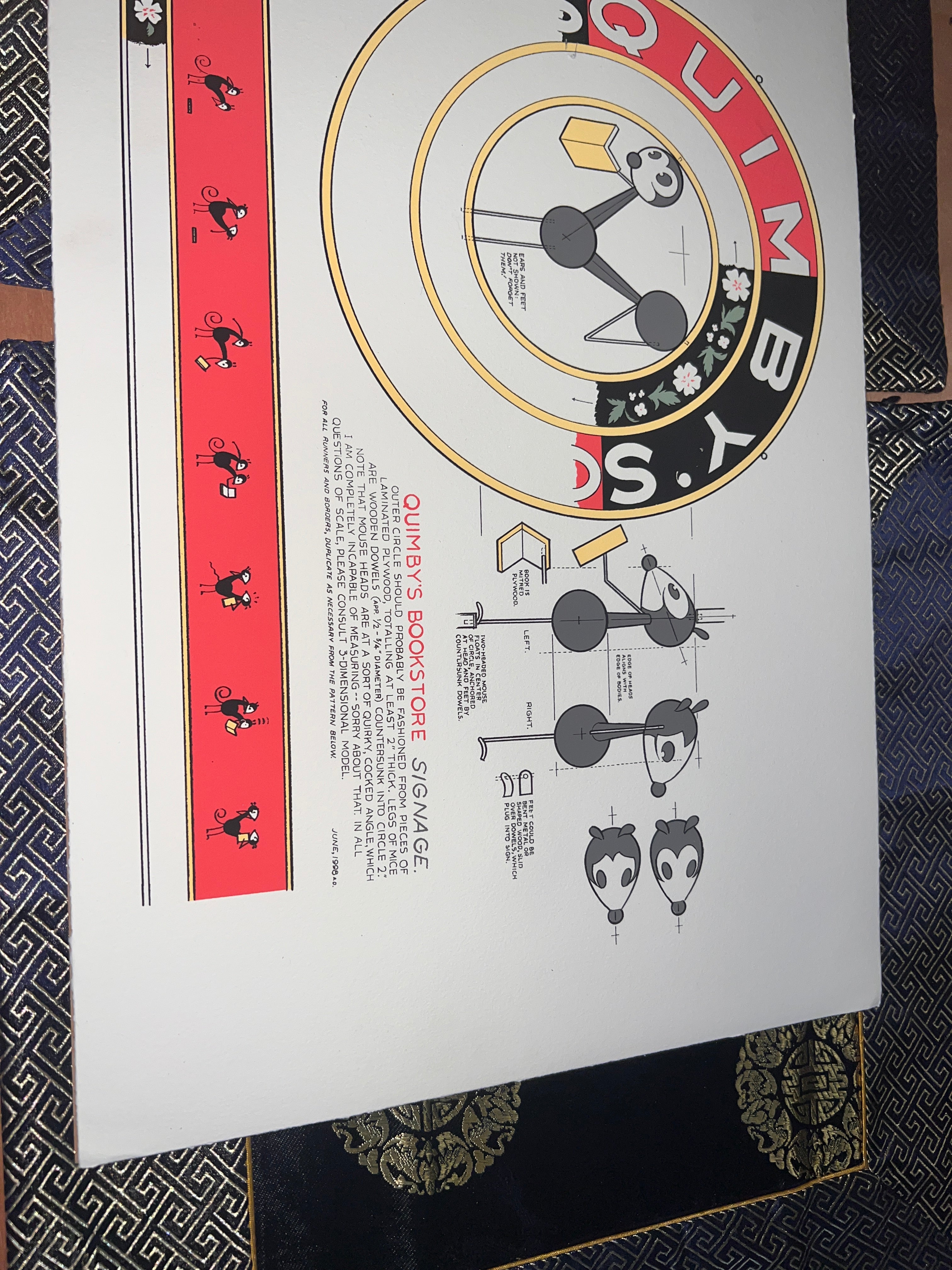 Quimby's Bookstore Chris Ware Signage Print RARE LIMITED 19x13!