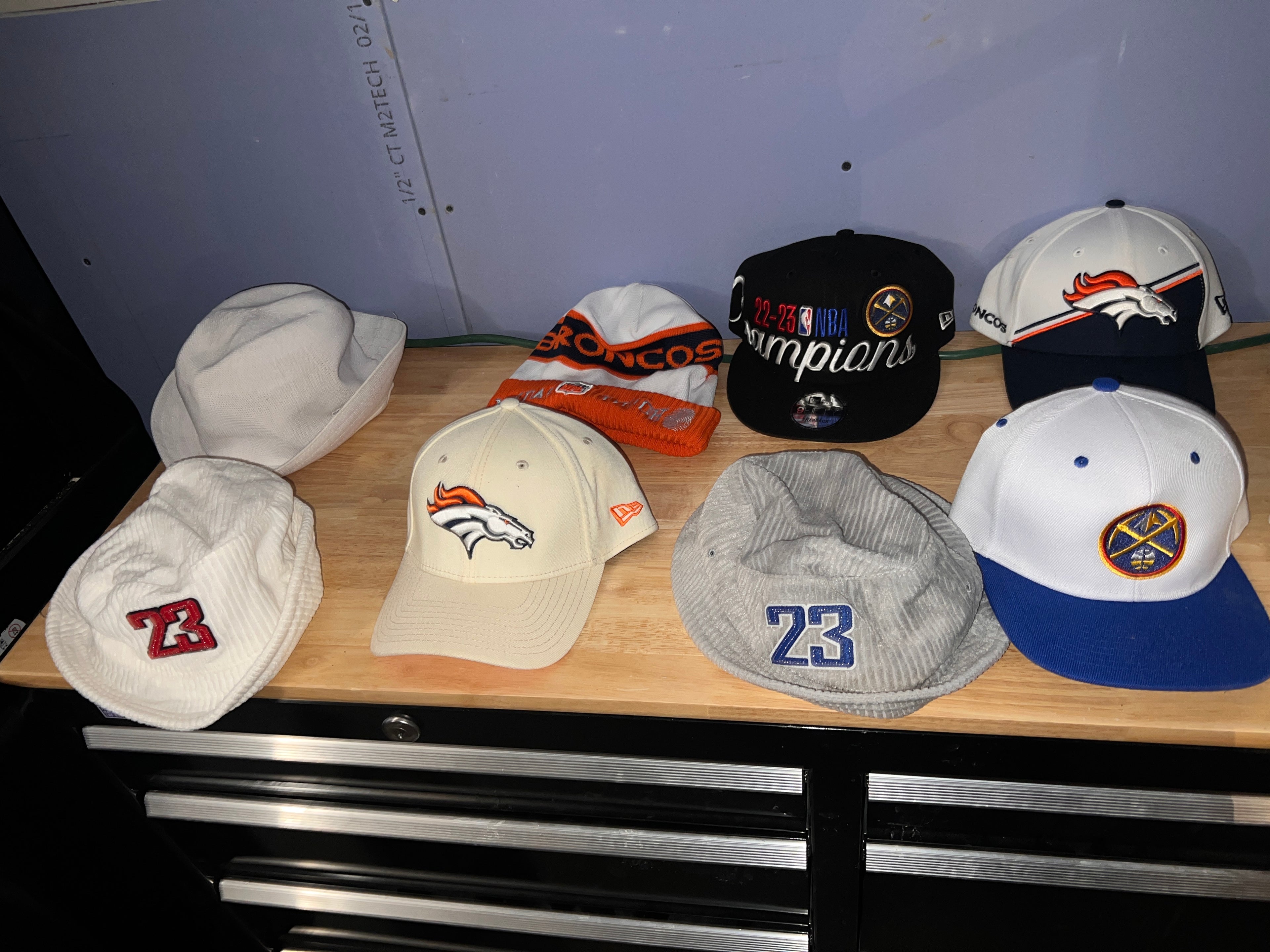 Lot of 11 Sports Hats Caps NFL NBA Broncos Nuggets New Era Snapback Fitted