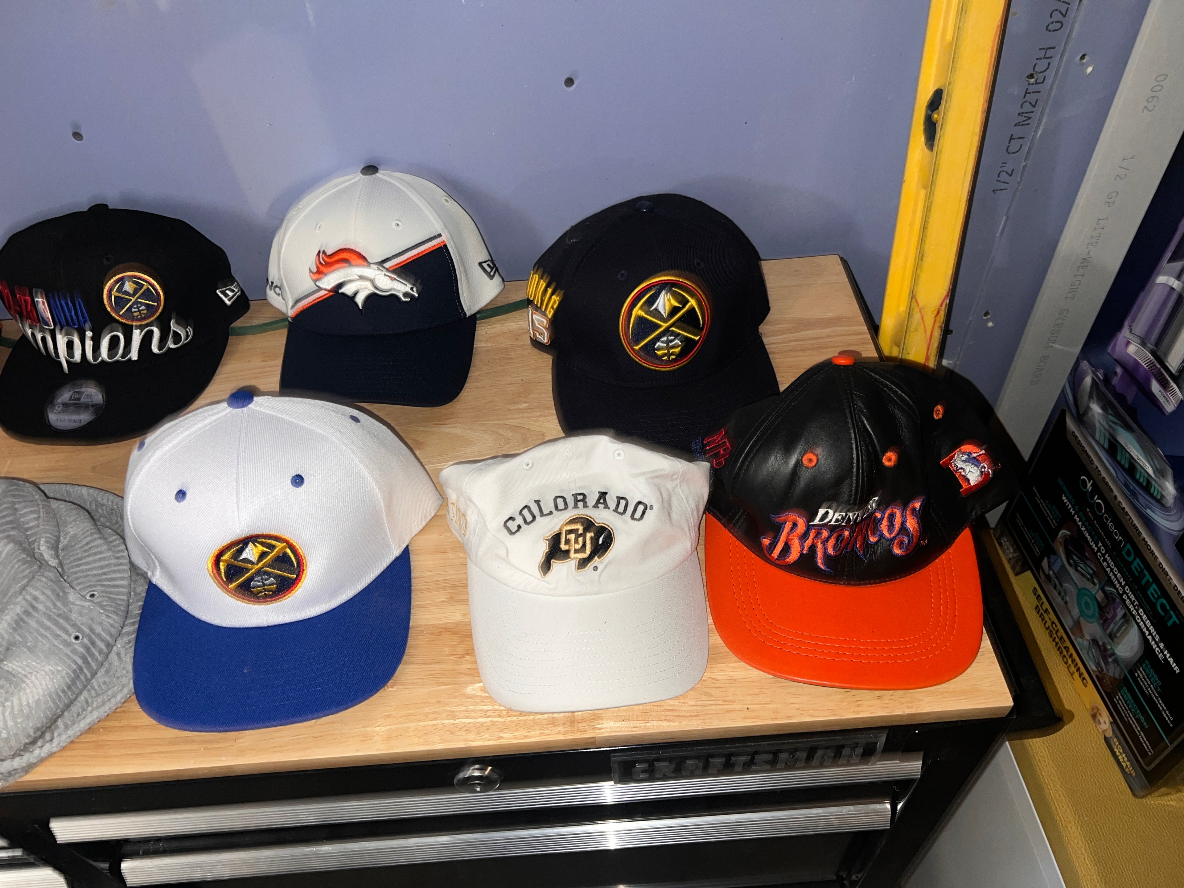 Lot of 11 Sports Hats Caps NFL NBA Broncos Nuggets New Era Snapback Fitted