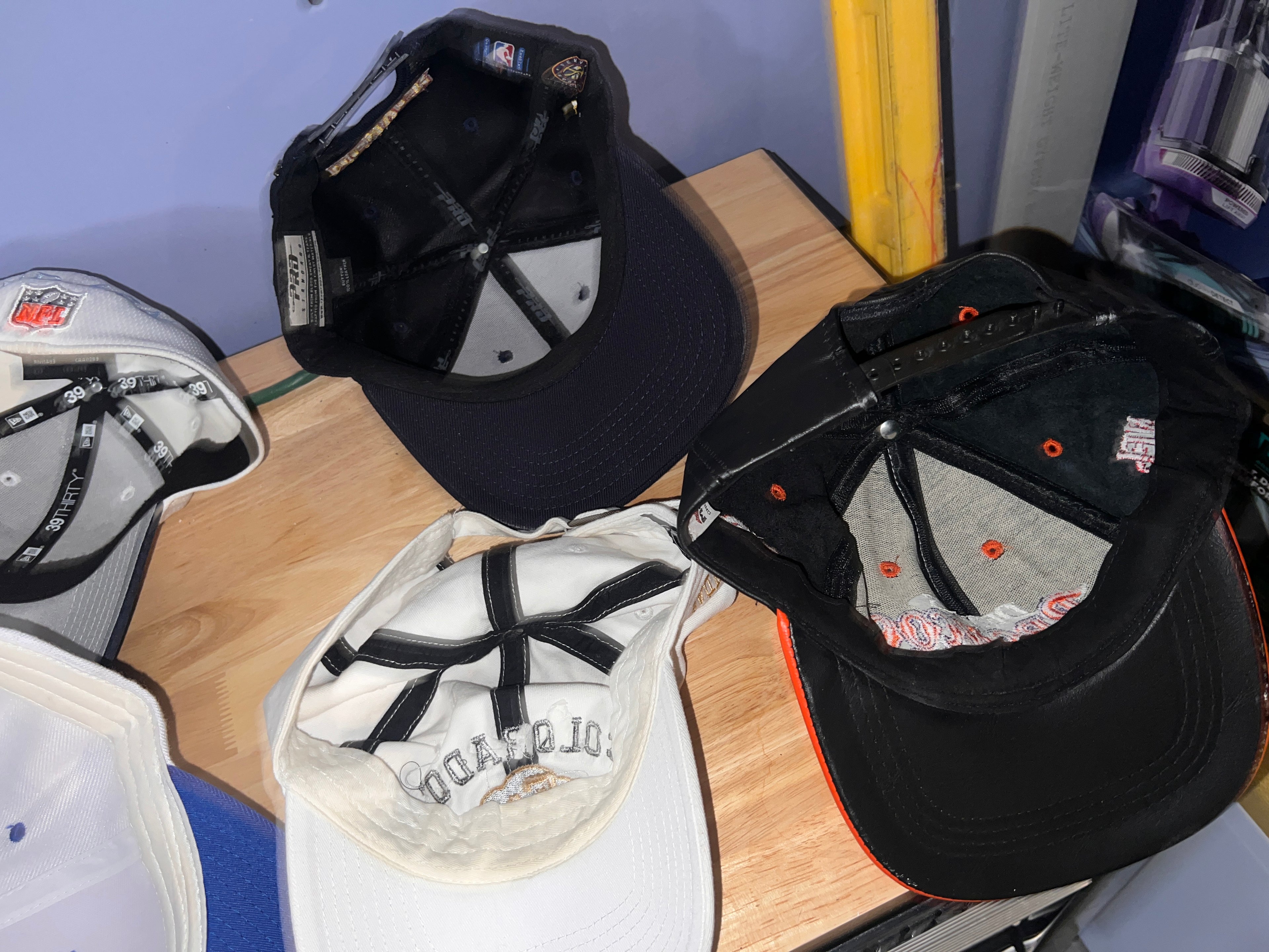 Lot of 11 Sports Hats Caps NFL NBA Broncos Nuggets New Era Snapback Fitted
