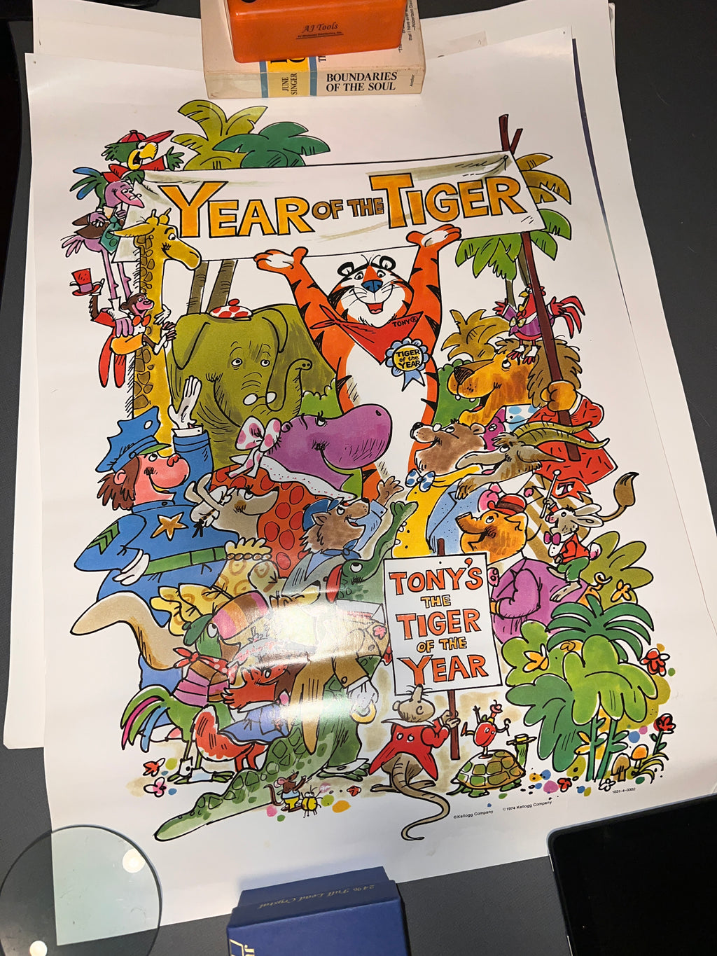 Original 1974 Tony The Tiger Cereal Poster Year of The Tiger 25x17.5 inches