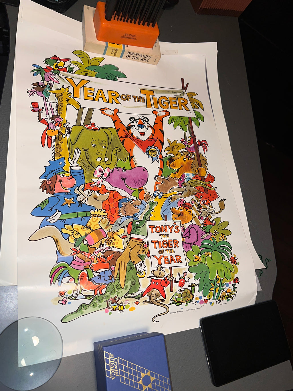 Original 1974 Tony The Tiger Cereal Poster Year of The Tiger 25x17.5 inches