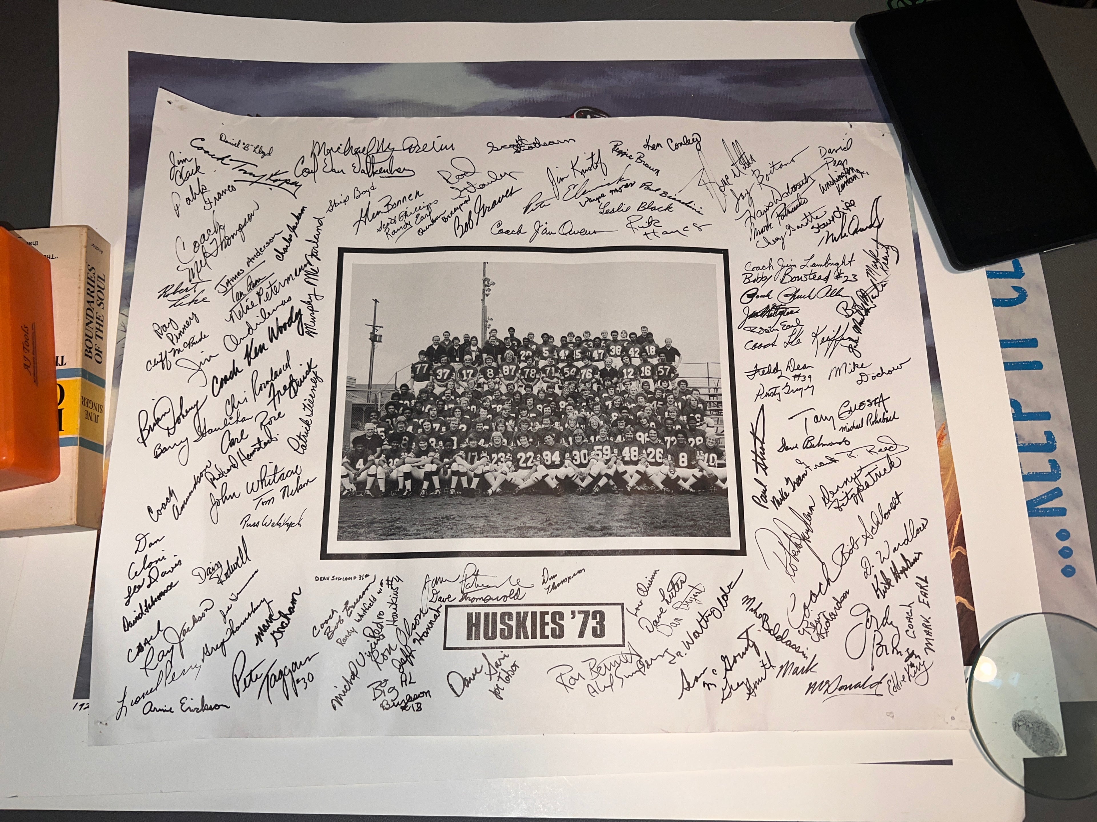 1973 University of Washington Huskies Signed Team Photo RARE 19x15!