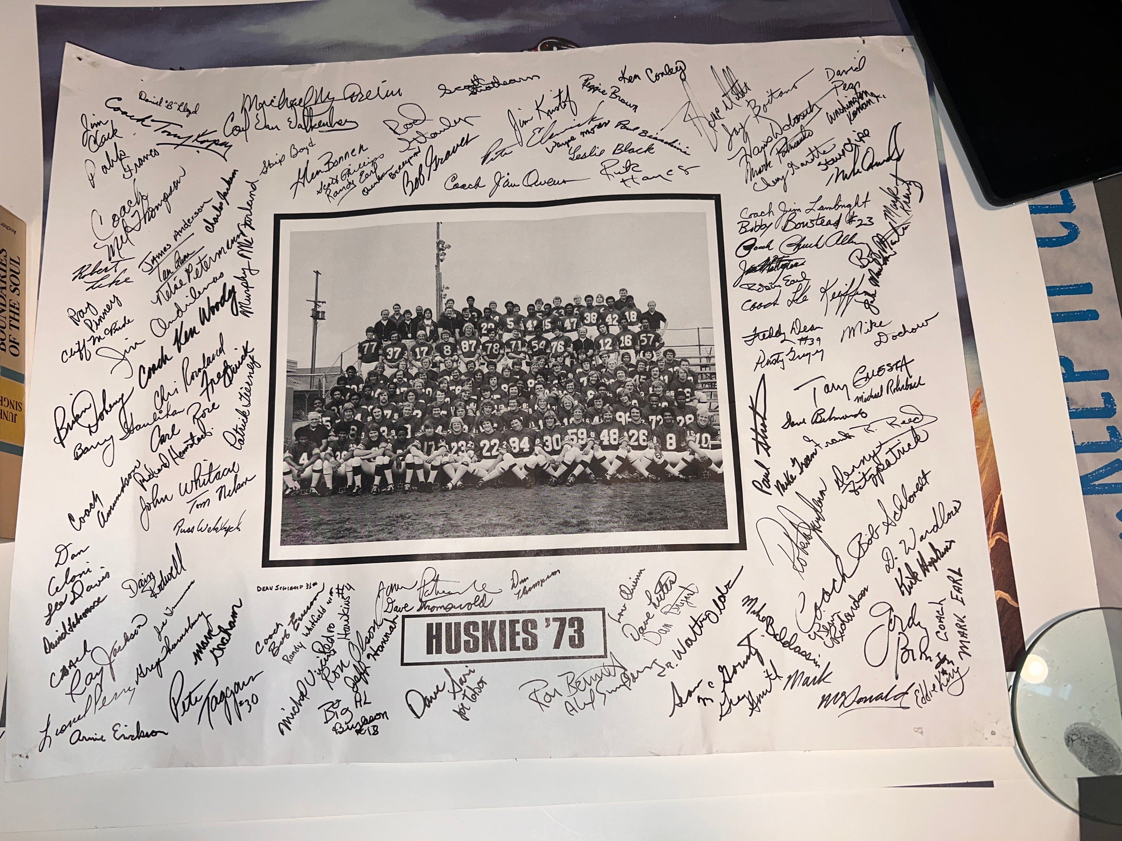 1973 University of Washington Huskies Signed Team Photo RARE 19x15!