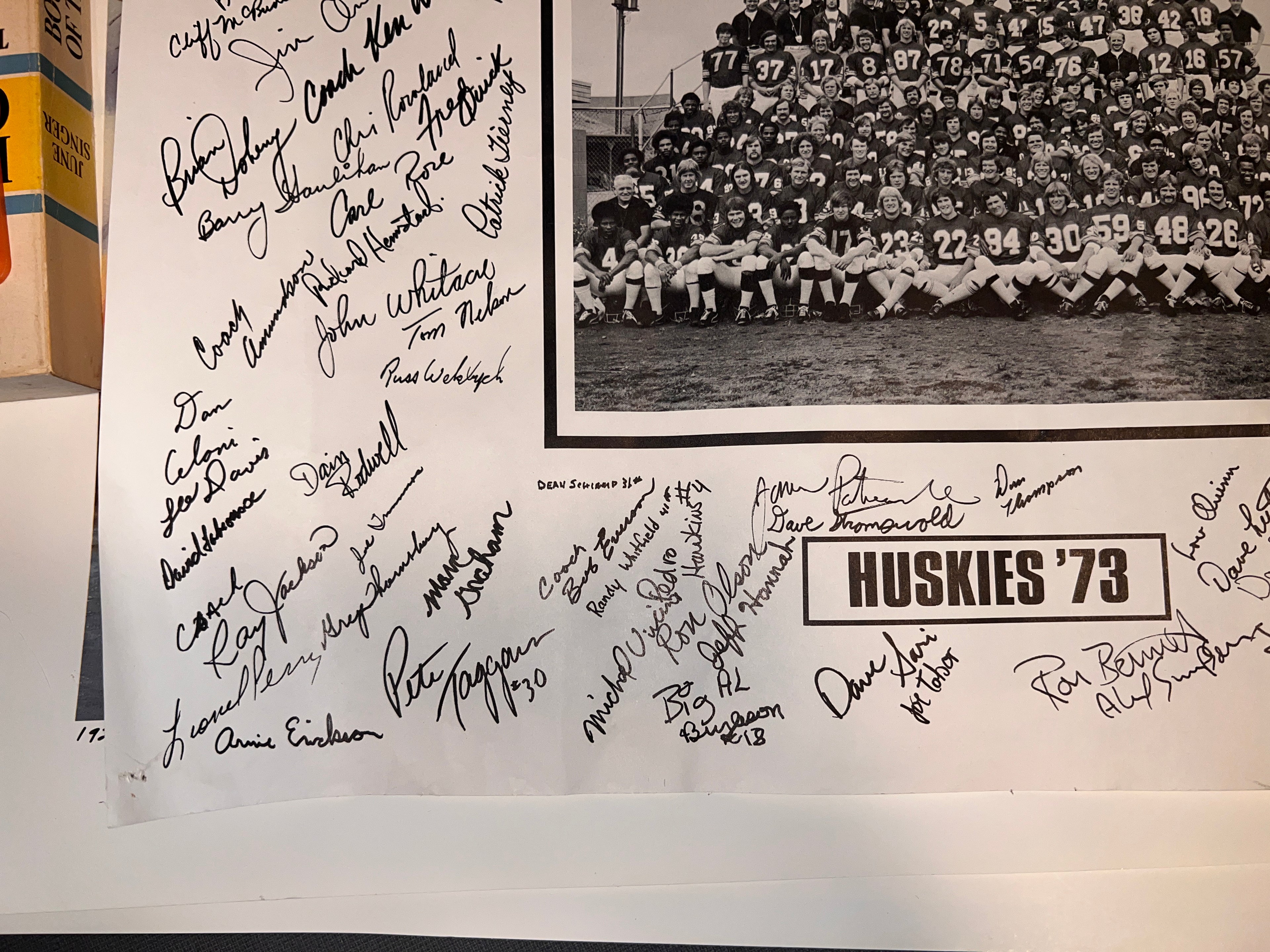 1973 University of Washington Huskies Signed Team Photo RARE 19x15!