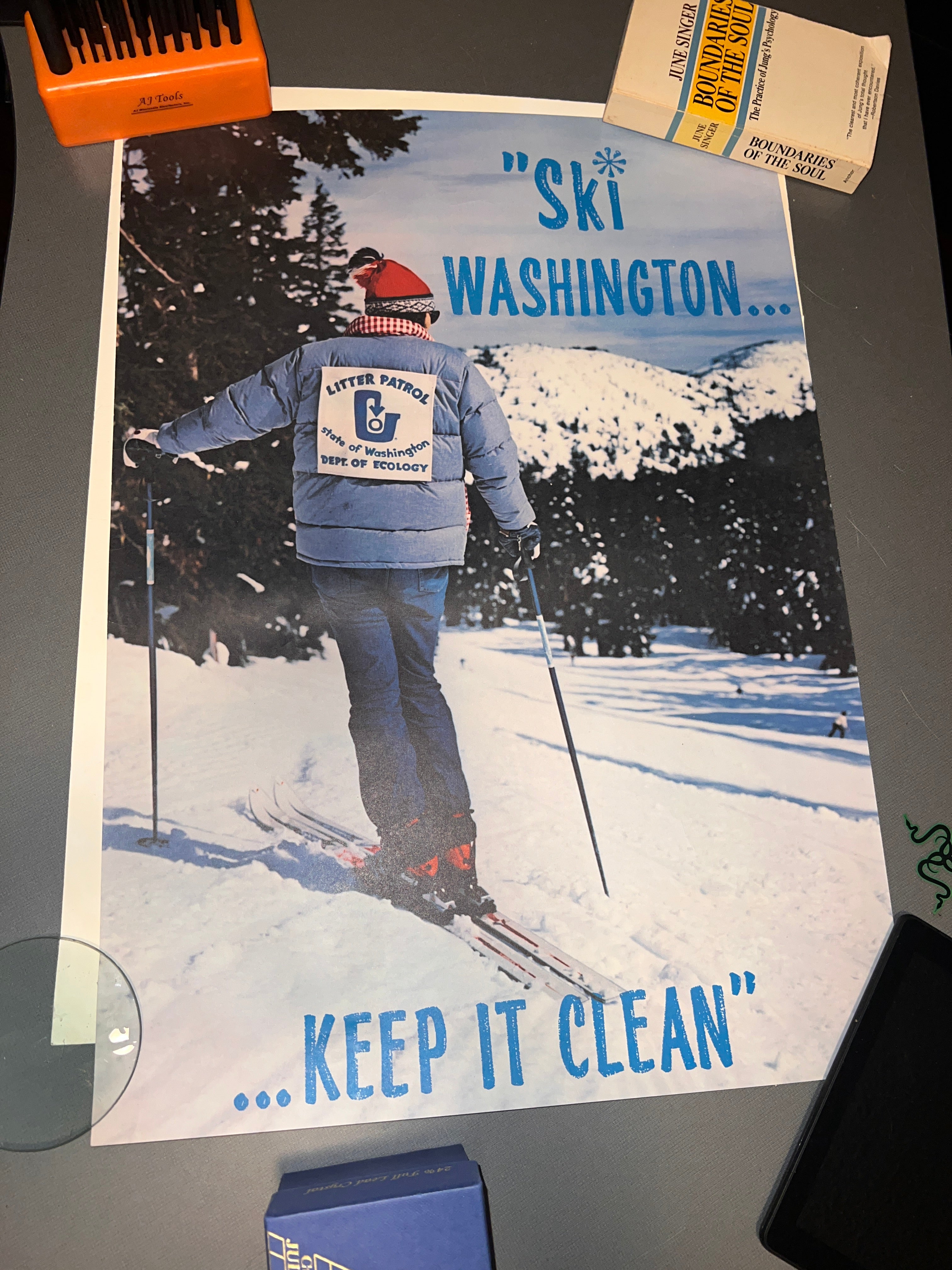 1970s Washington State "Ski Washington... Keep It Clean" Poster 24x17!