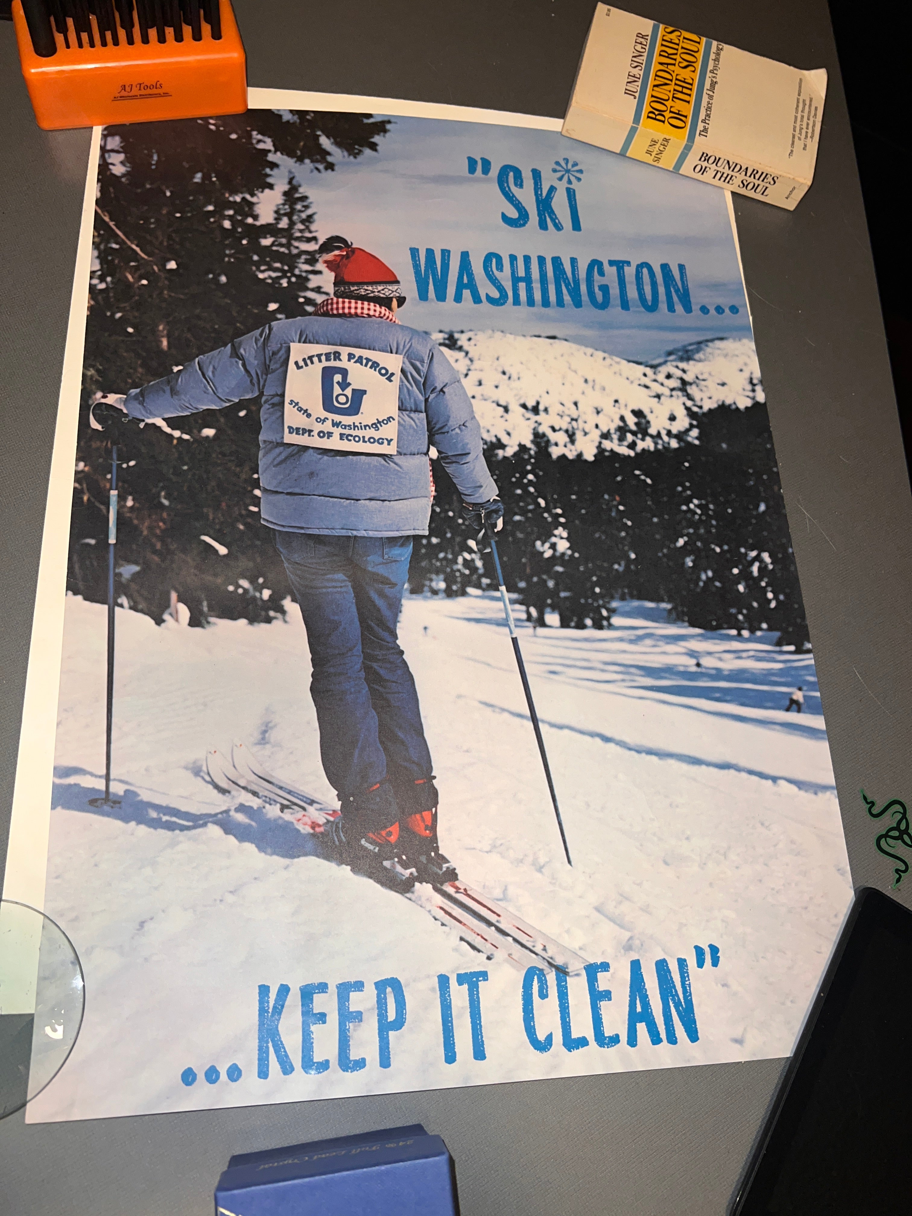 1970s Washington State "Ski Washington... Keep It Clean" Poster 24x17!