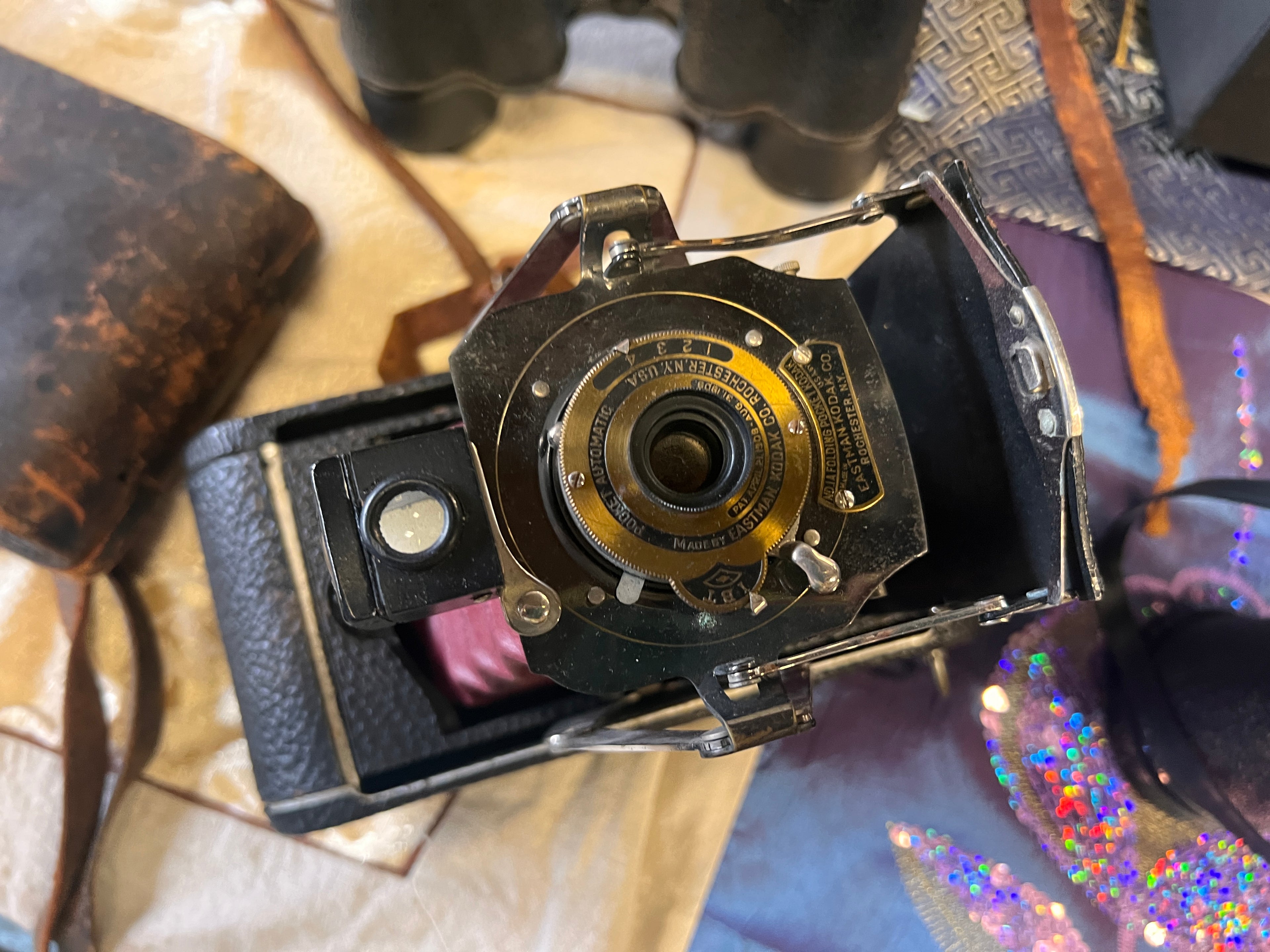 Vintage Optics Lot - Binoculars Mikron & Kodak Pocket Automatic Camera with Cases