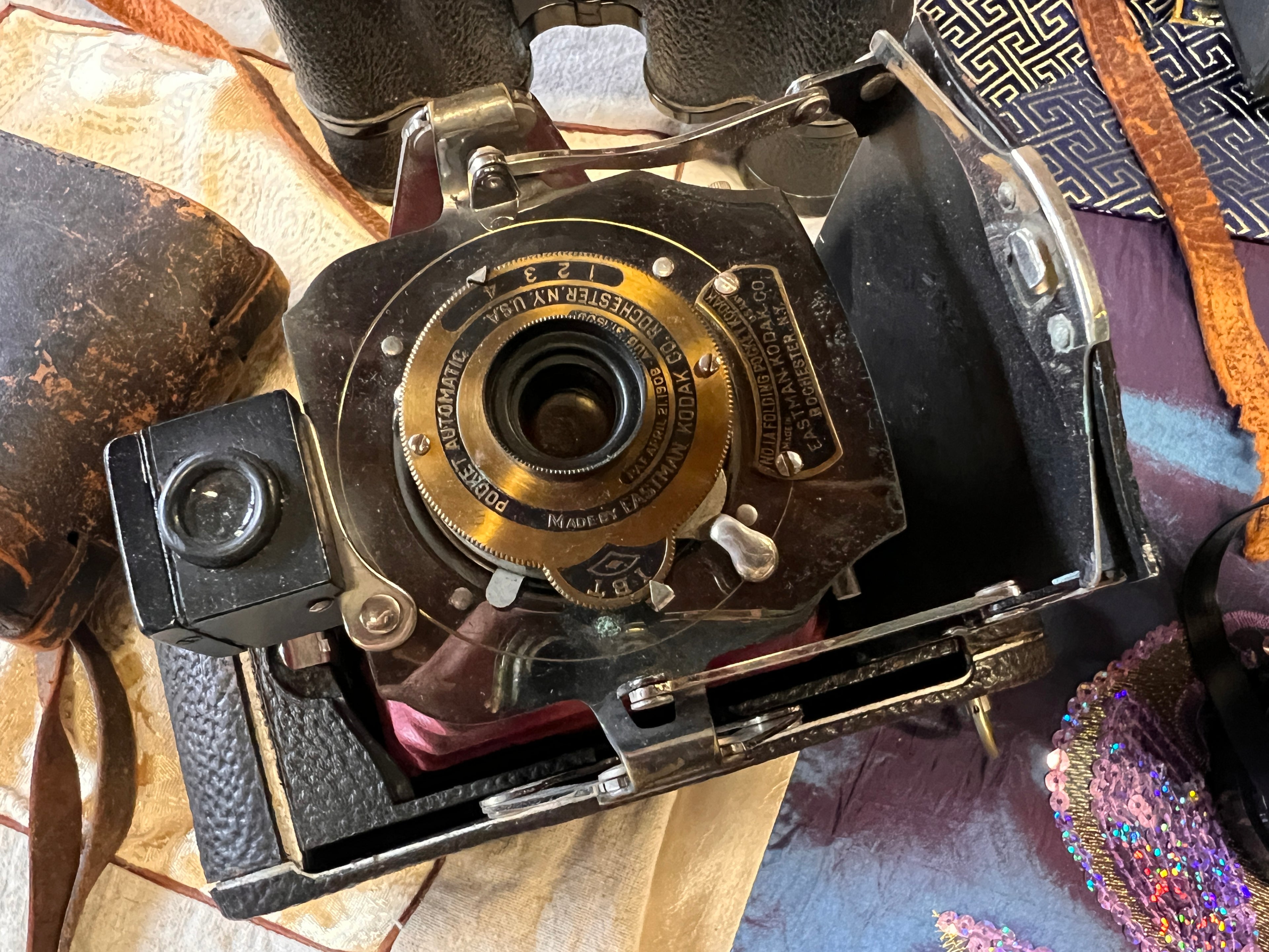 Vintage Optics Lot - Binoculars Mikron & Kodak Pocket Automatic Camera with Cases