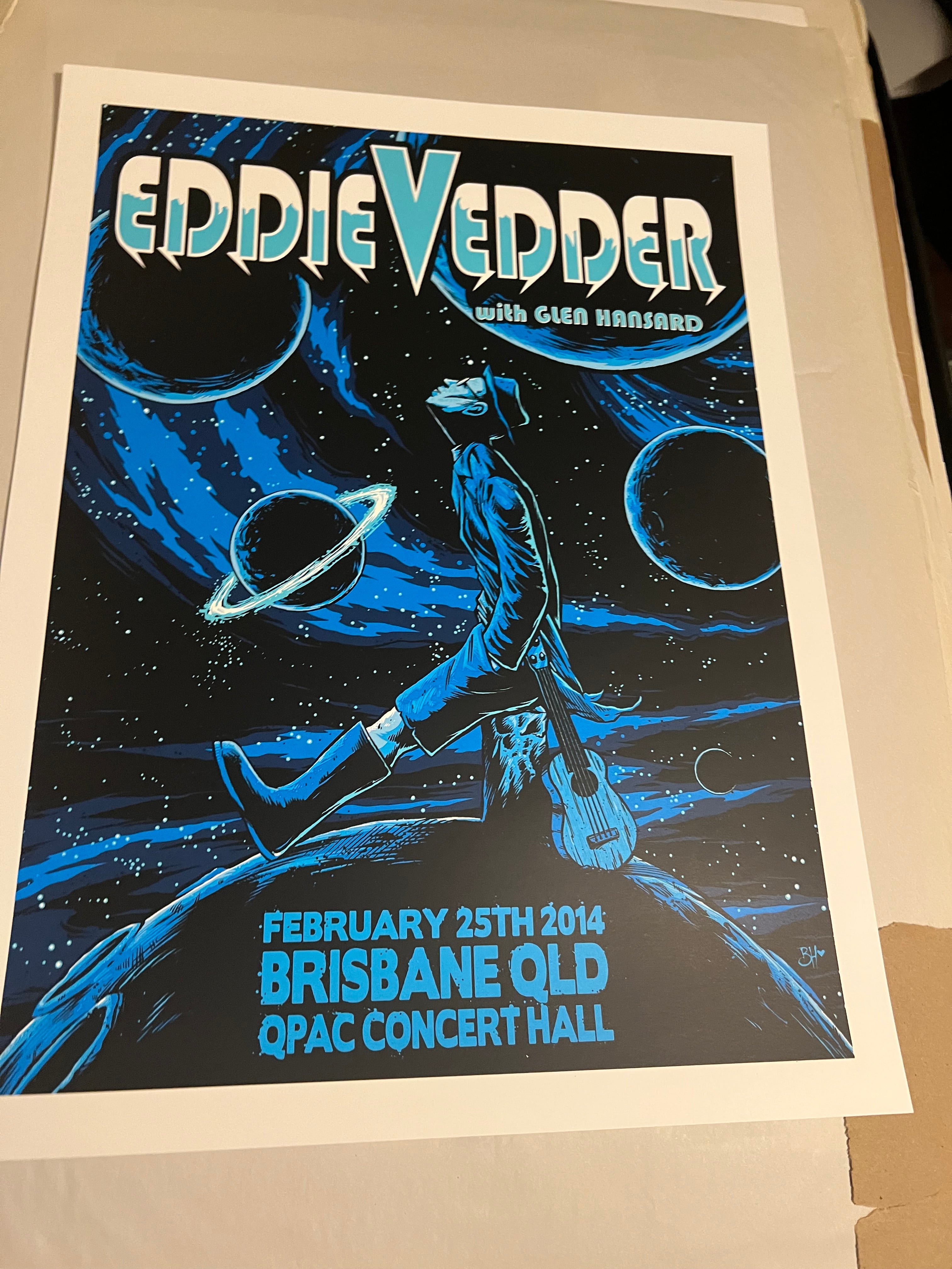 Eddie Vedder with Hansard Feb 25 2014 Brisbane 18x24