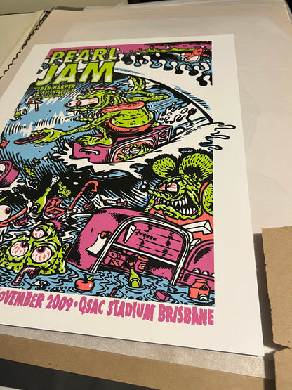 Pearl Jam November 25 2009 Brisbane Australia Concert Poster By BEN BROWN