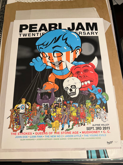 Pearl Jam PJ20 September 2011 Anniversary Poster Ames Bros 20x26 RARE