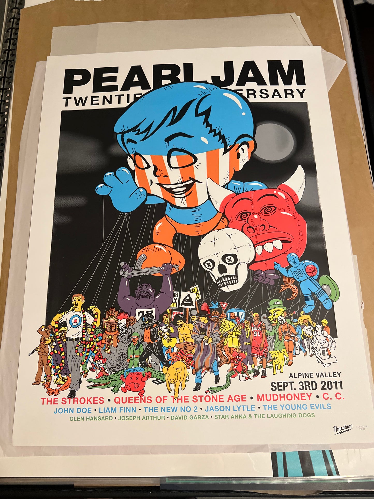 Pearl Jam PJ20 September 2011 Anniversary Poster Ames Bros 20x26 RARE