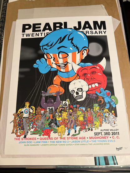 Pearl Jam PJ20 September 2011 Anniversary Poster Ames Bros 20x26 RARE