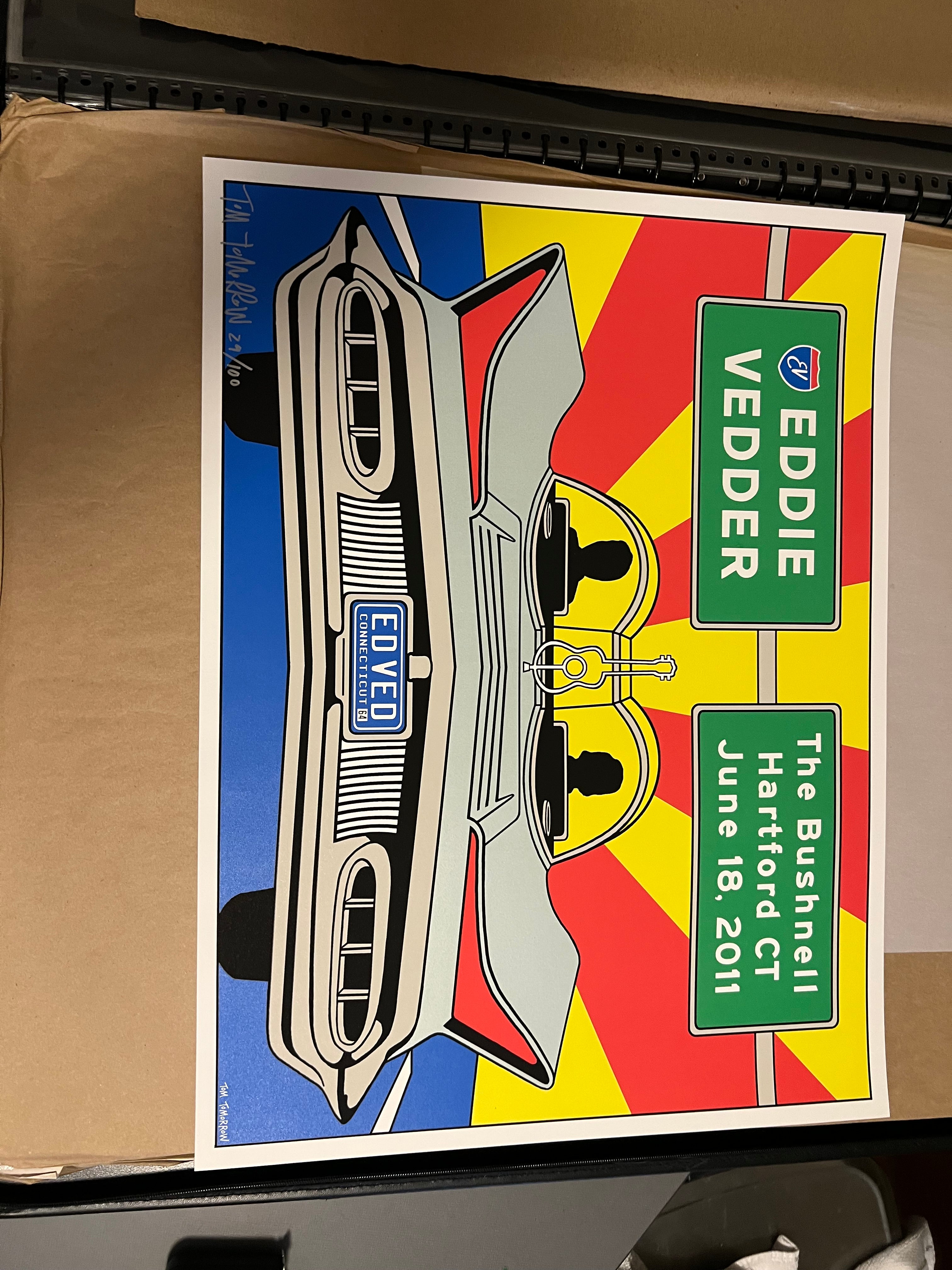 Eddie Vedder June 18 2011 Bushnell Hartford Connecticut Signed Numbered