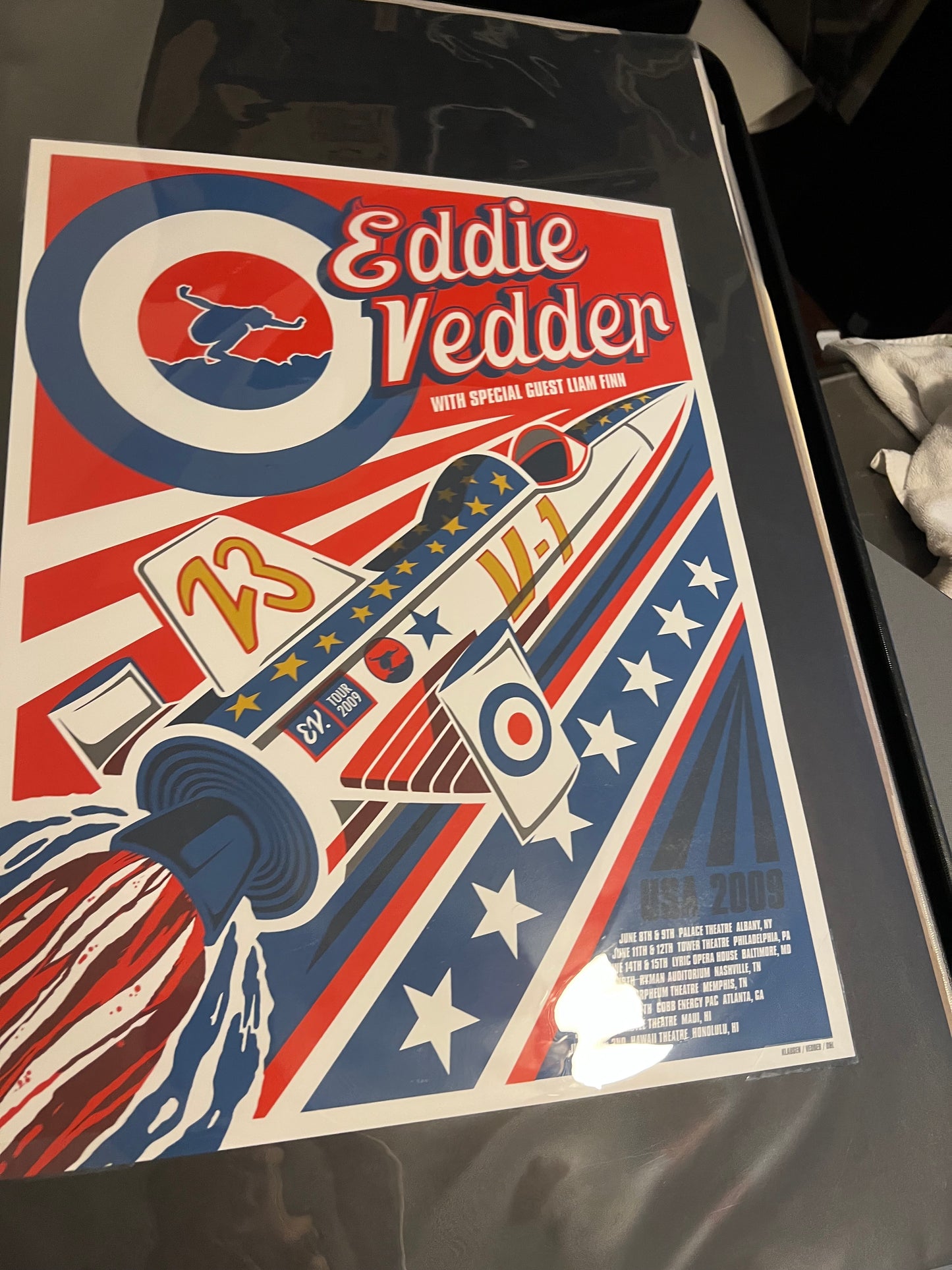 Eddie Vedder w Liam Finn 2009 June-July Tour Poster Brad Klausen