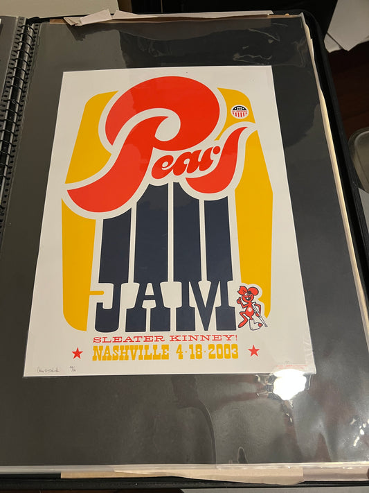 Pearl Jam April 2003 Sleater Kinney Ames Bros Poster Signed by Artist