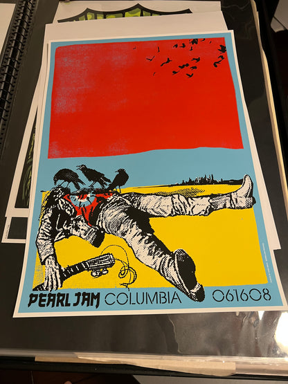 Pearl Jam June 16th 2008 Columbia Ames Bro Poster 19x26