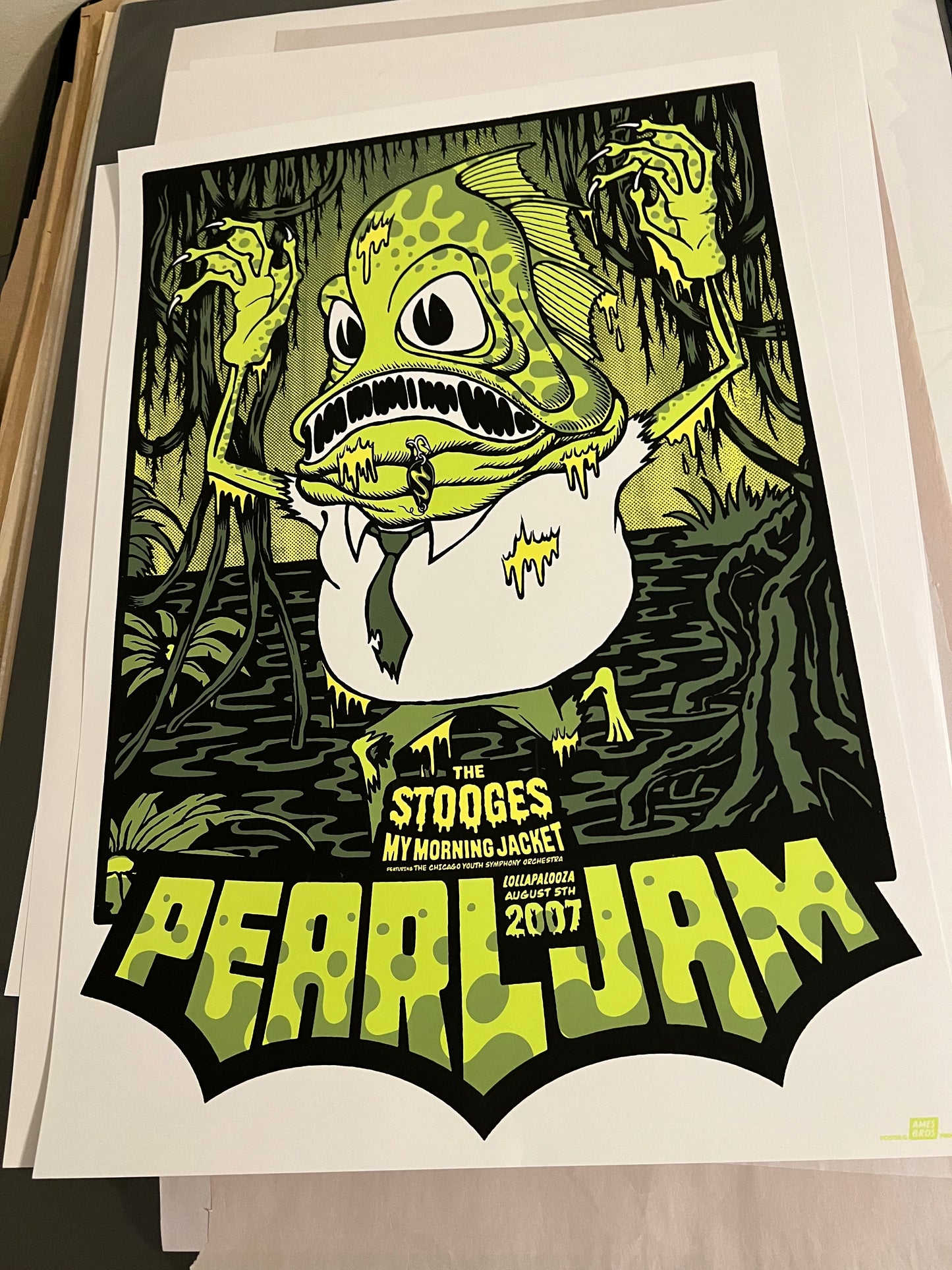 Pearl Jam August 5 2007 Lollapalooza Poster by Ames Bros 19x26!