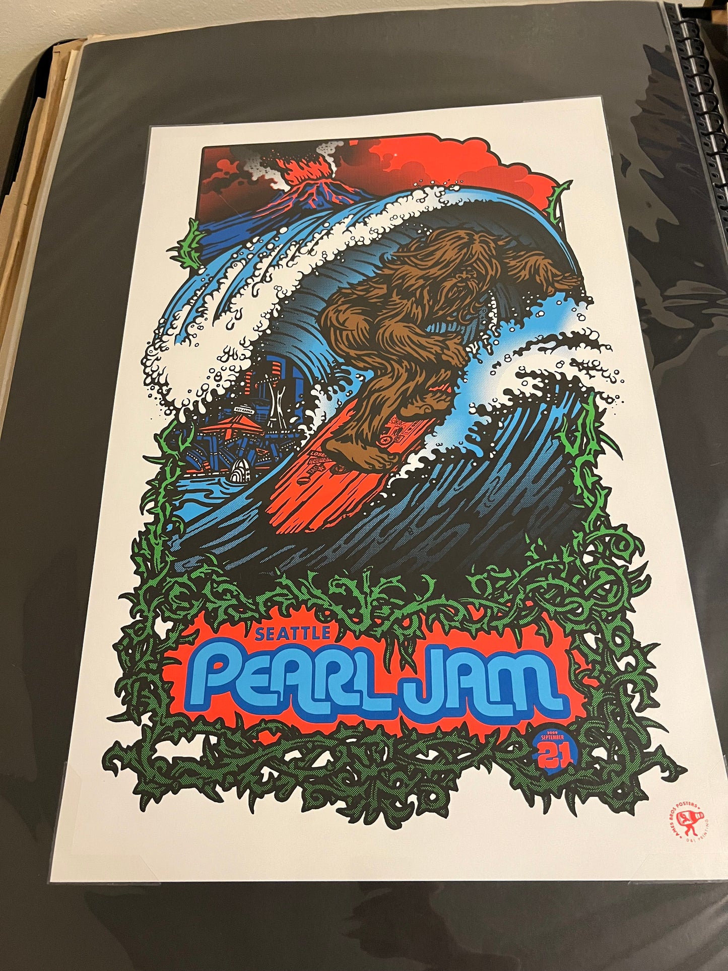 Pearl Jam September 21 2009 Seattle Ames Bros Poster 17x26!