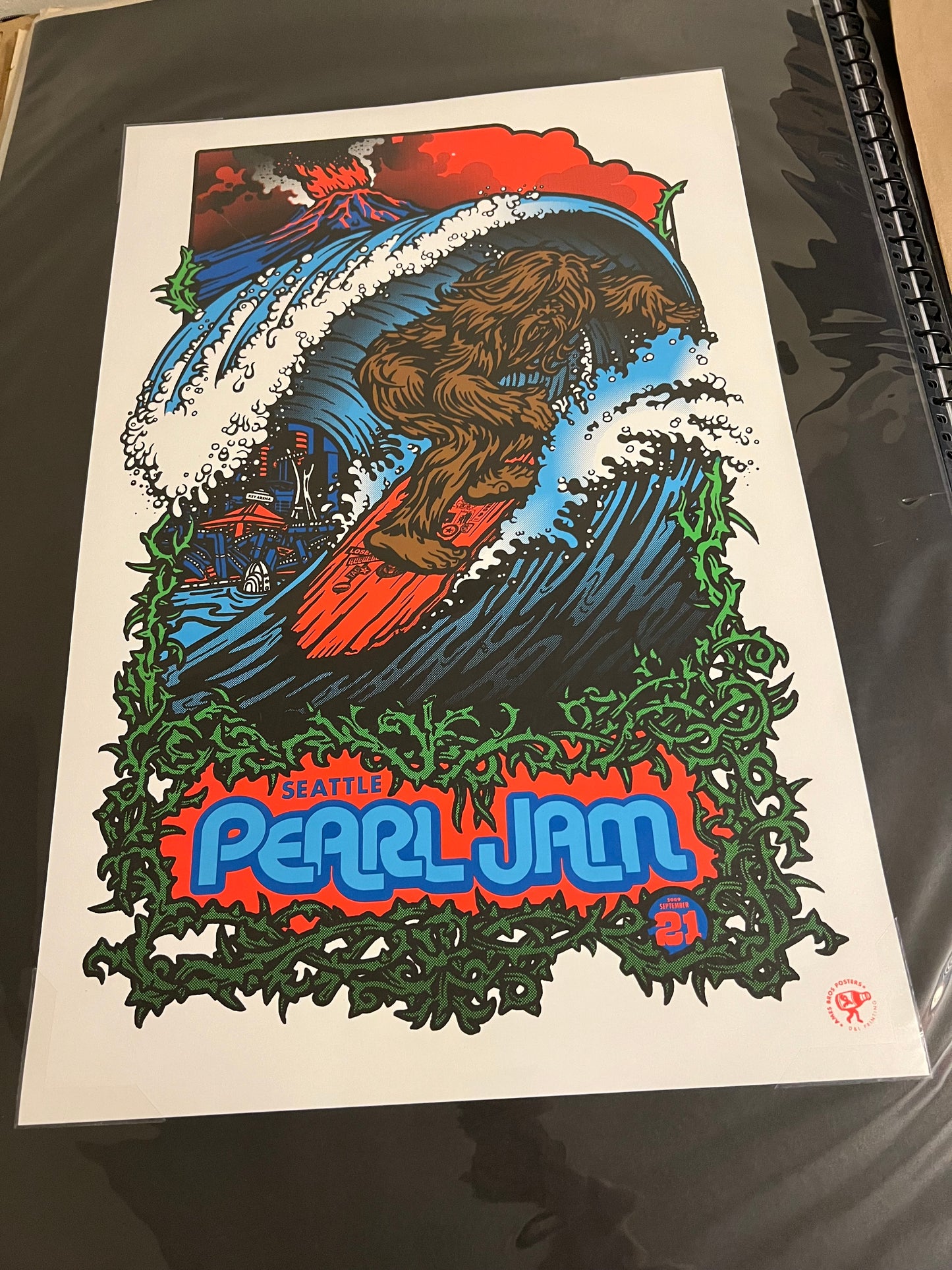 Pearl Jam September 21 2009 Seattle Ames Bros Poster 17x26!