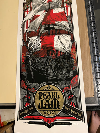 Pearl Jam - 2012 Rhys Cooper poster Isle of Wright Festival 12x36!