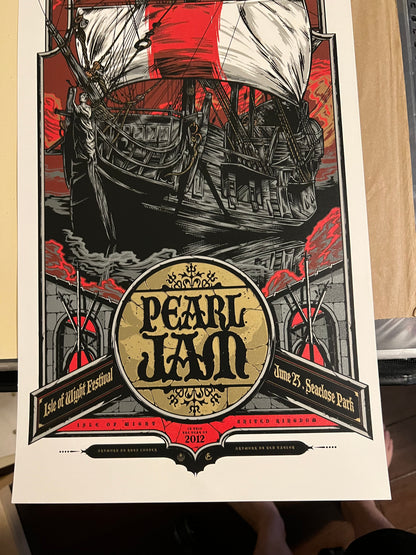 Pearl Jam - 2012 Rhys Cooper poster Isle of Wright Festival 12x36!