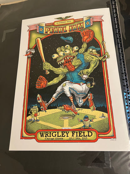 Pearl Jam July 19th 2013 Chicago Illinois Wrigley Field Emek Poster 17x24!