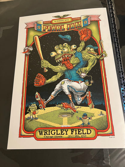 Pearl Jam July 19th 2013 Chicago Illinois Wrigley Field Emek Poster 17x24!